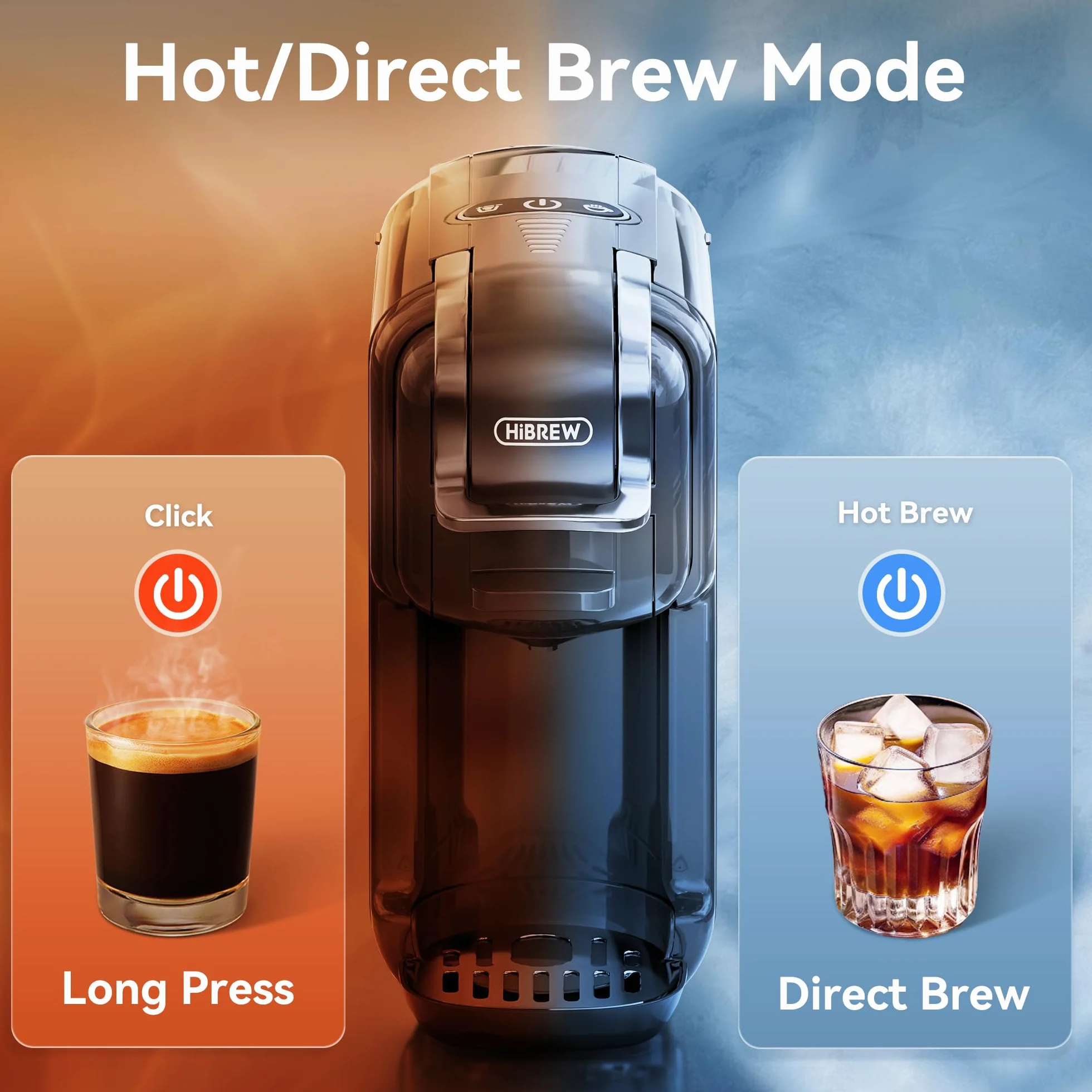 HIBREW H2B Machine à café pour expresso, boissons chaudes et froides, infusion froide, or chaud, 5 en 1, multi-capsules, poudre, moulue