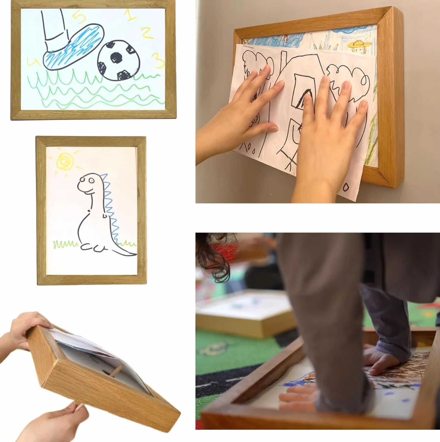 Cadre artistique pour enfants interchangeable A4 sans verre - Noir