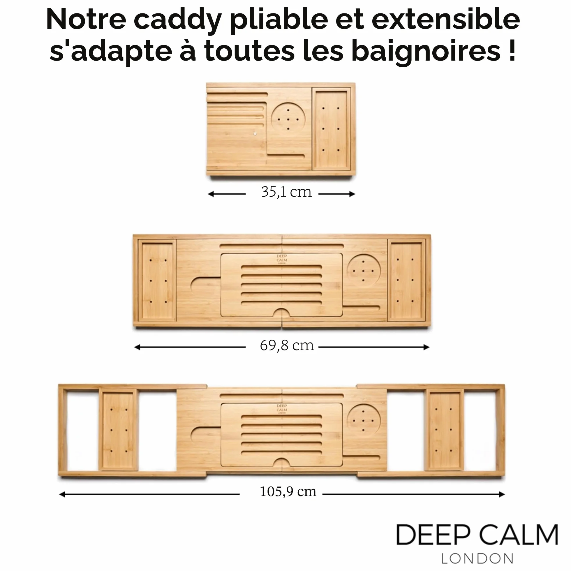 Baignoire Plateau Bambou Antidérapant pour Bain avec Support iPad Téléphone