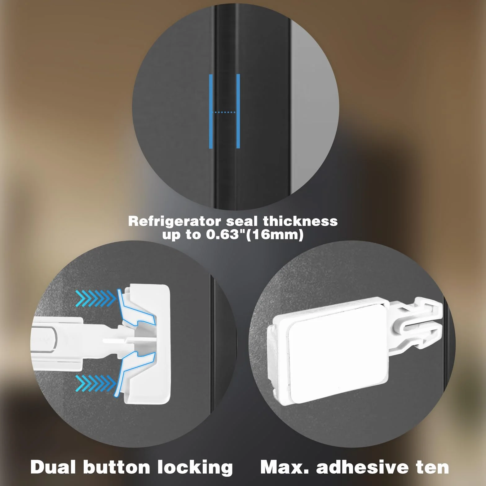 Lot de 2 verrous de réfrigérateur pour enfants - Sans outils - Installation facile (blanc + noir)