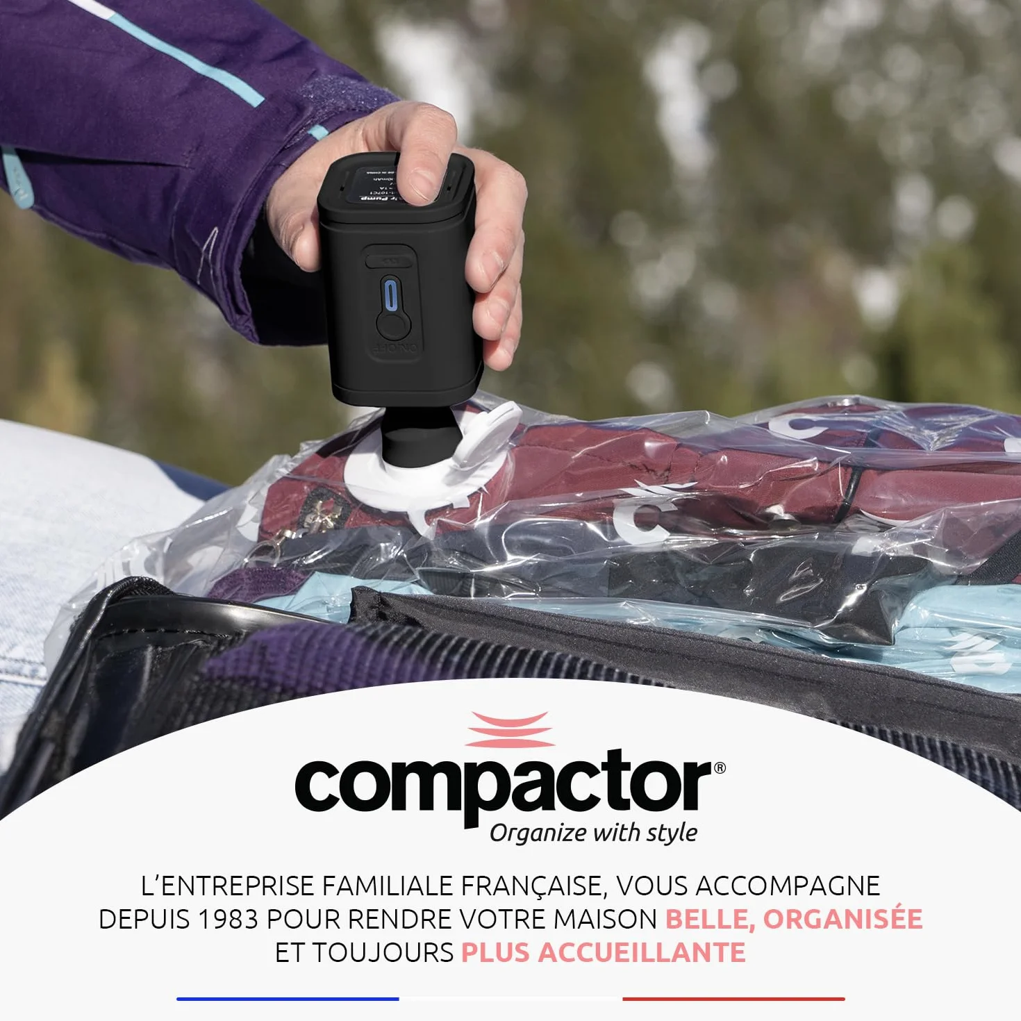 Pompe électrique portable sans fil Compactor pour sacs de rangement sous vide - Recharge USB - Design compact de voyage
