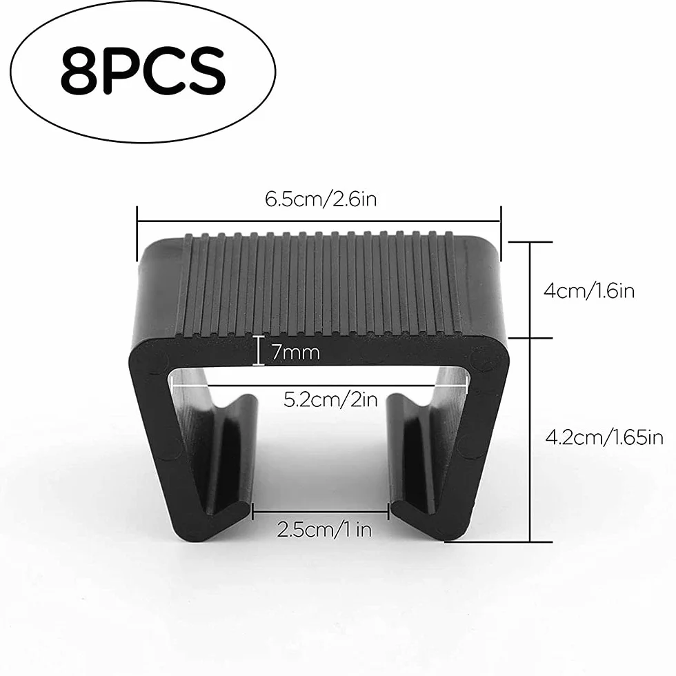 Clips de Meubles Canapé en Plastique Solide pour Rotin, Jardin, Salon (Noir) 8 Pièces