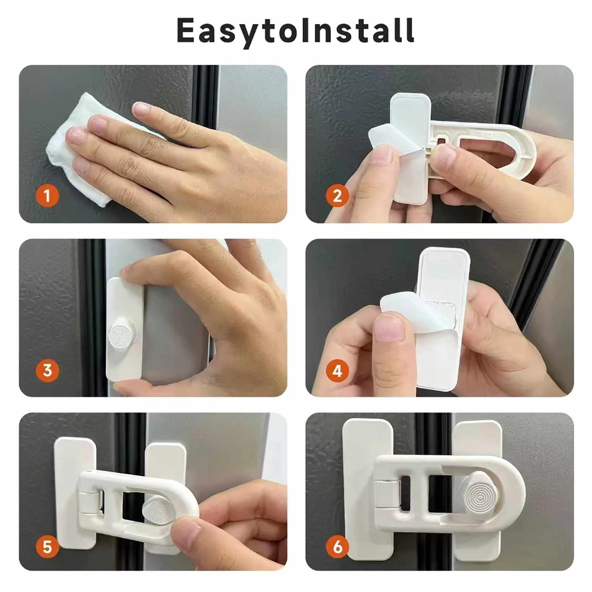 Serrure de porte de réfrigérateur sécurité enfant 4 Pack Noir adhésif 3M