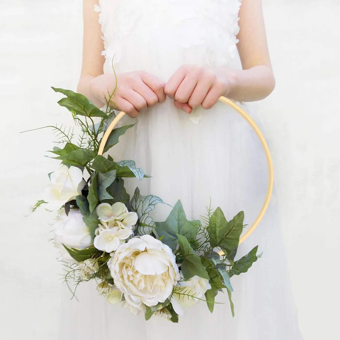 Anneaux en Bambou Naturel 30 cm Décoration Mariage Cercle Bois Couronne Murale Fête Bohème