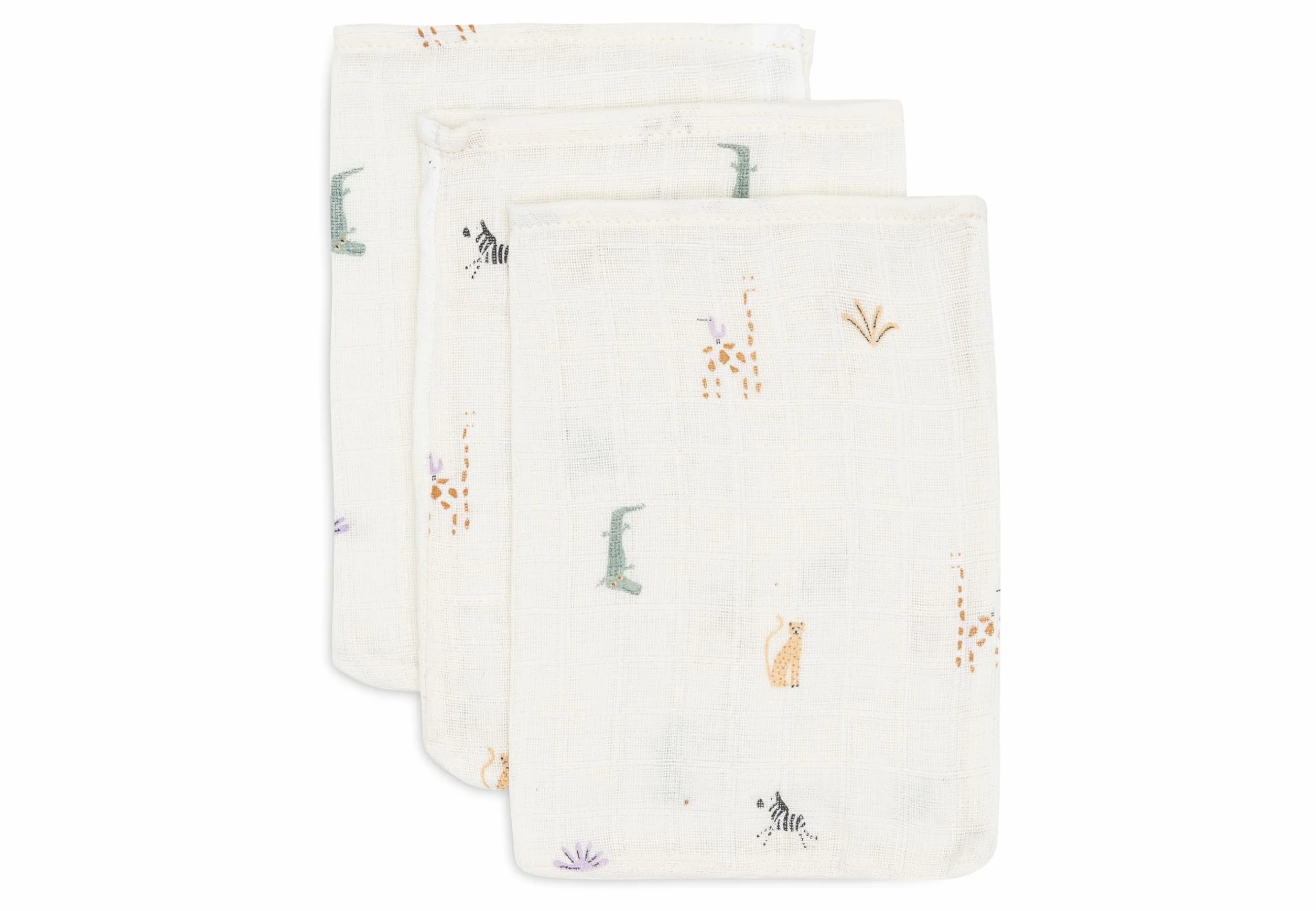 Jollein Jungle Jambo Lot de 3 Serviettes de Toilette bébé 100% Coton 15 x 20 cm Oeko-Tex