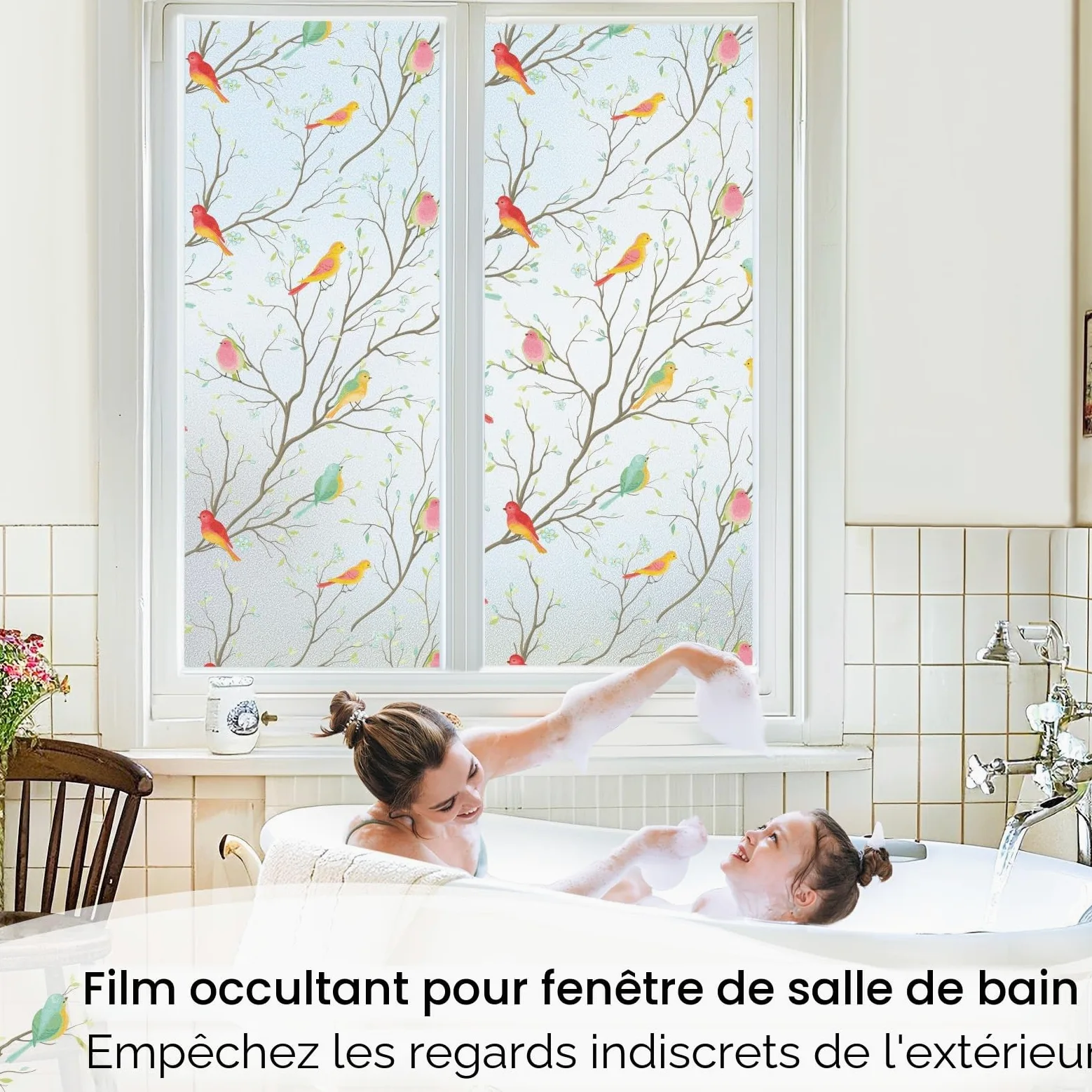 Lifetree Film pour Fenêtre sans AdhéSif - Anti Regard, Vitrail Autocollant Décoratif Opaque, Anti-UV, pour Fenêtres et Portes 115 x 200 cm