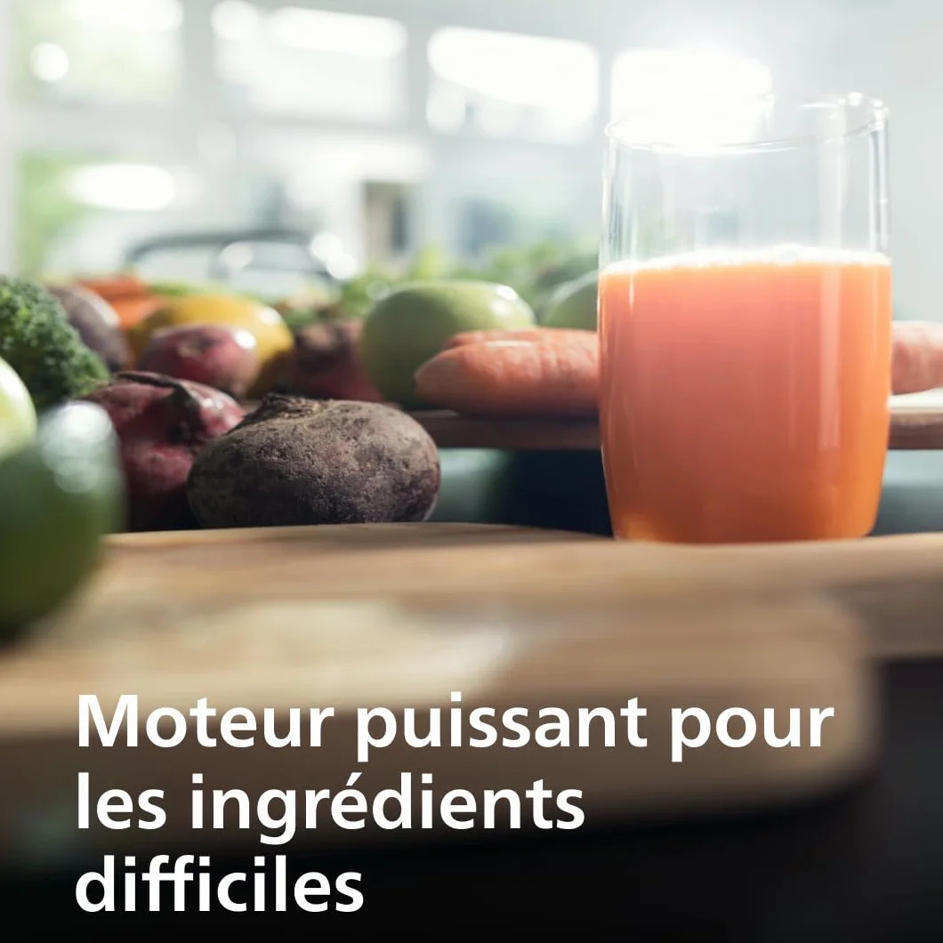 Philips Centrifugeuse Série 3000 Extracteur de Jus 800W 2L Cheminée 75mm QuickClean Noir