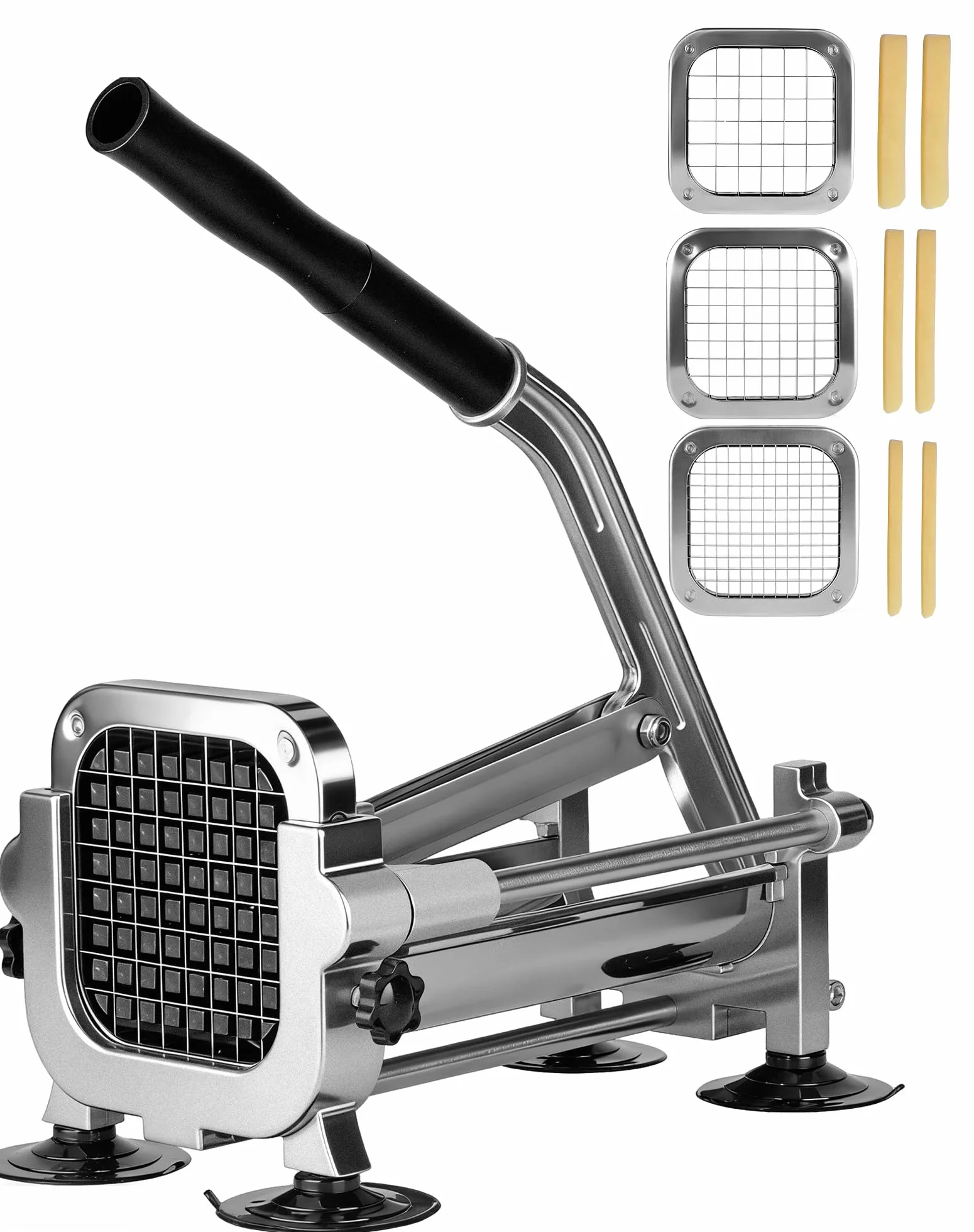 LAOYE Coupe Frite Professionnel Manuel 9 mm 6.5 mm 13 mm Lames 4 Ventouses