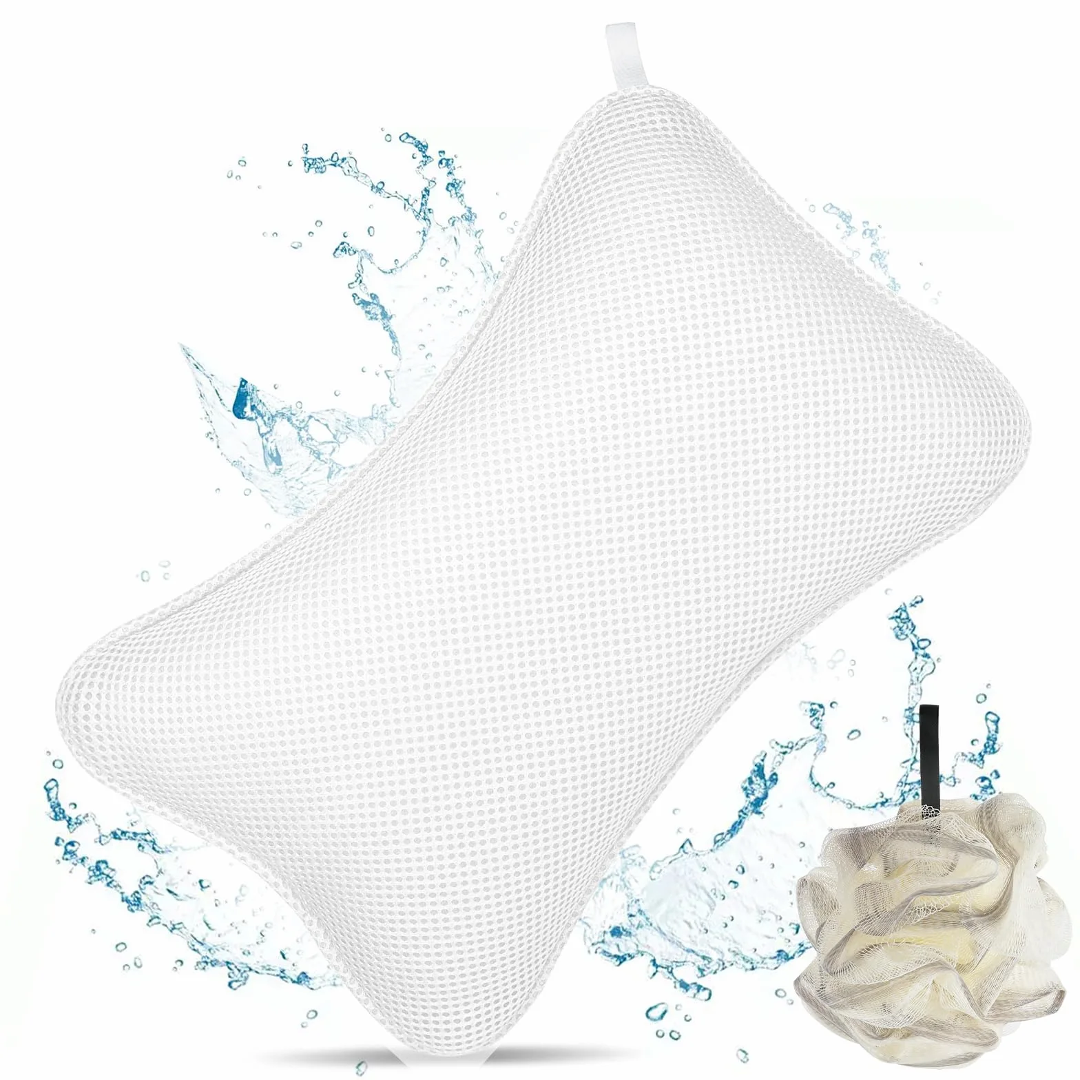 Oreiller de Bain Ergonomique 3D avec Ventouses Antidérapantes, Coussin Baignoire pour Cou, Blanc