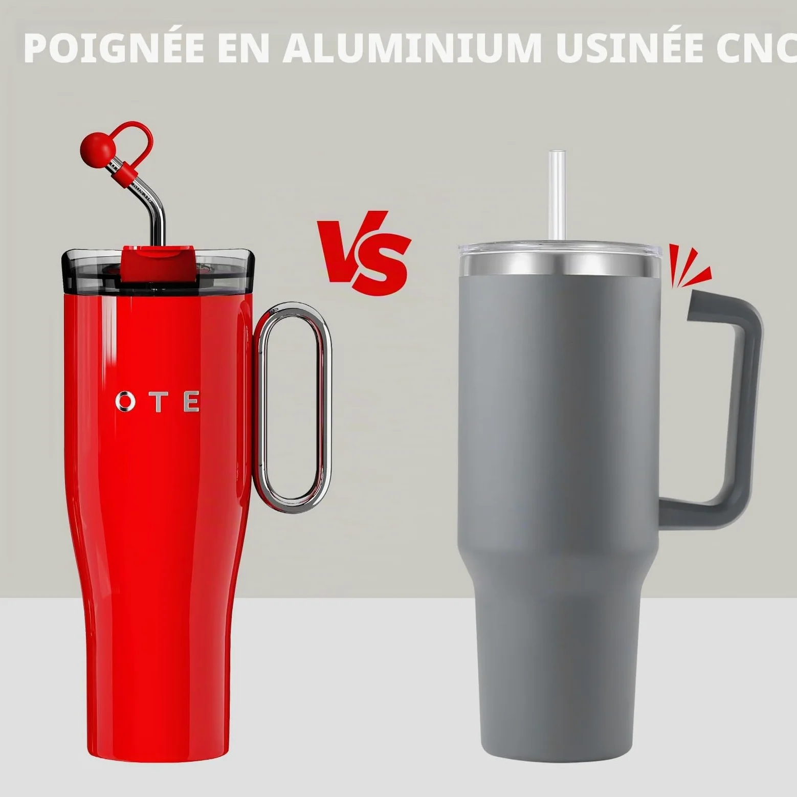 OTE Gobelet Isotherme 40 oz Avec Paille et Anse - Tasse à Café à Emporter Avec Couvercle Double Paroi en Acier Inoxydable - Tasse Sous Vide Pour Voiture