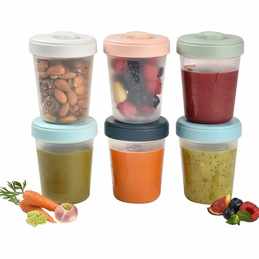 Béaba Lot de 6 Pots Conservation Clip 250 ml empilables hermétiques Graduation Congélation Lait Maternel