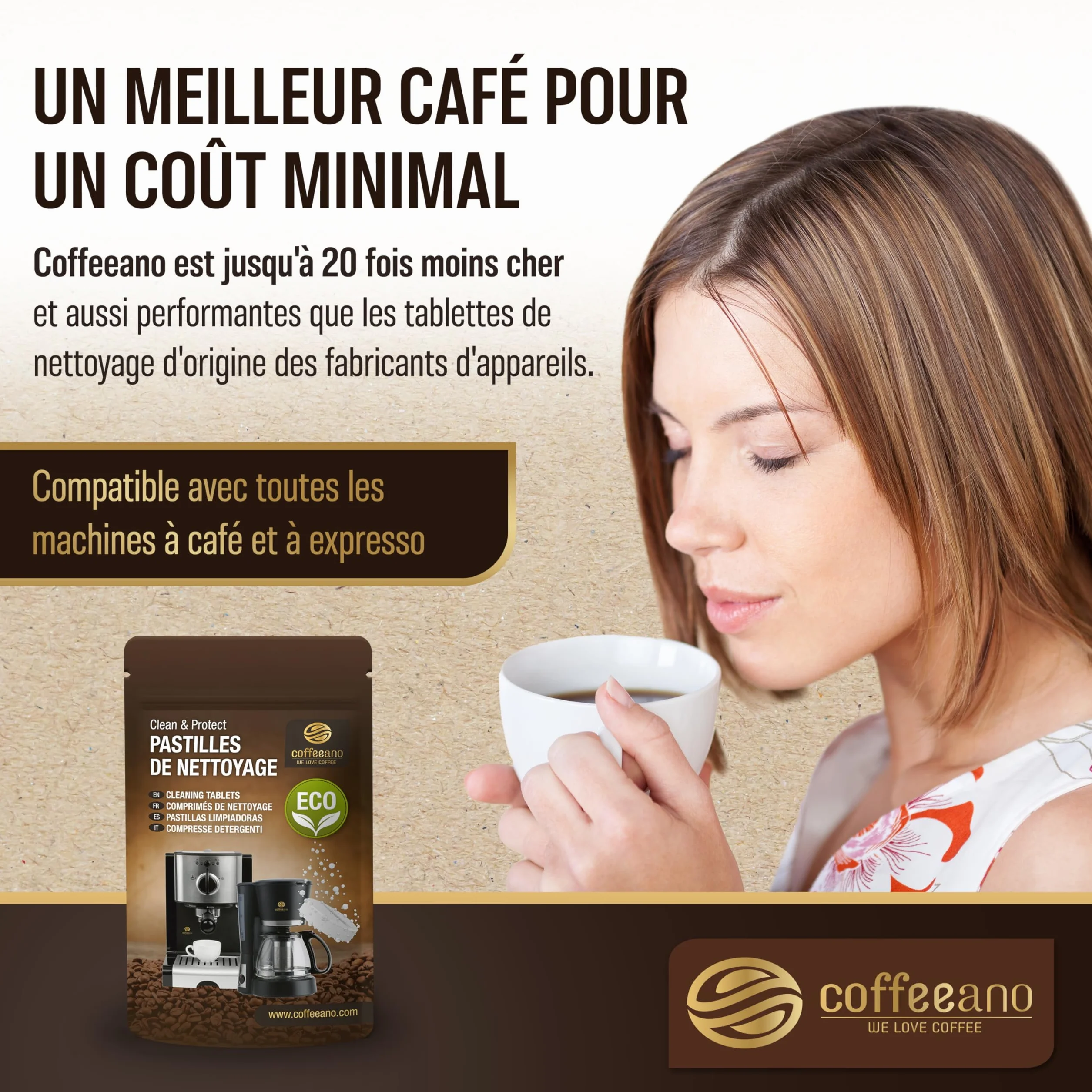 Pastilles de nettoyage pour machines à café Jura, Krups, Melitta, Delonghi, Siemens, Philips, Bosch, Tassimo, Nespresso, Sage, Senseo - Coffeeano