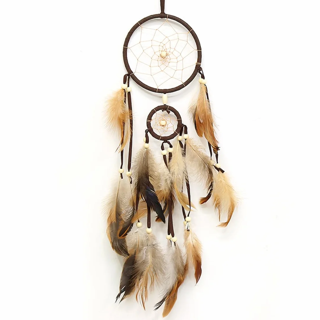 Attrape-Rêves Vintage en Plumes, Bohème Décoration Murale Suspendue, Cadeau Artisanal Fête des Mères