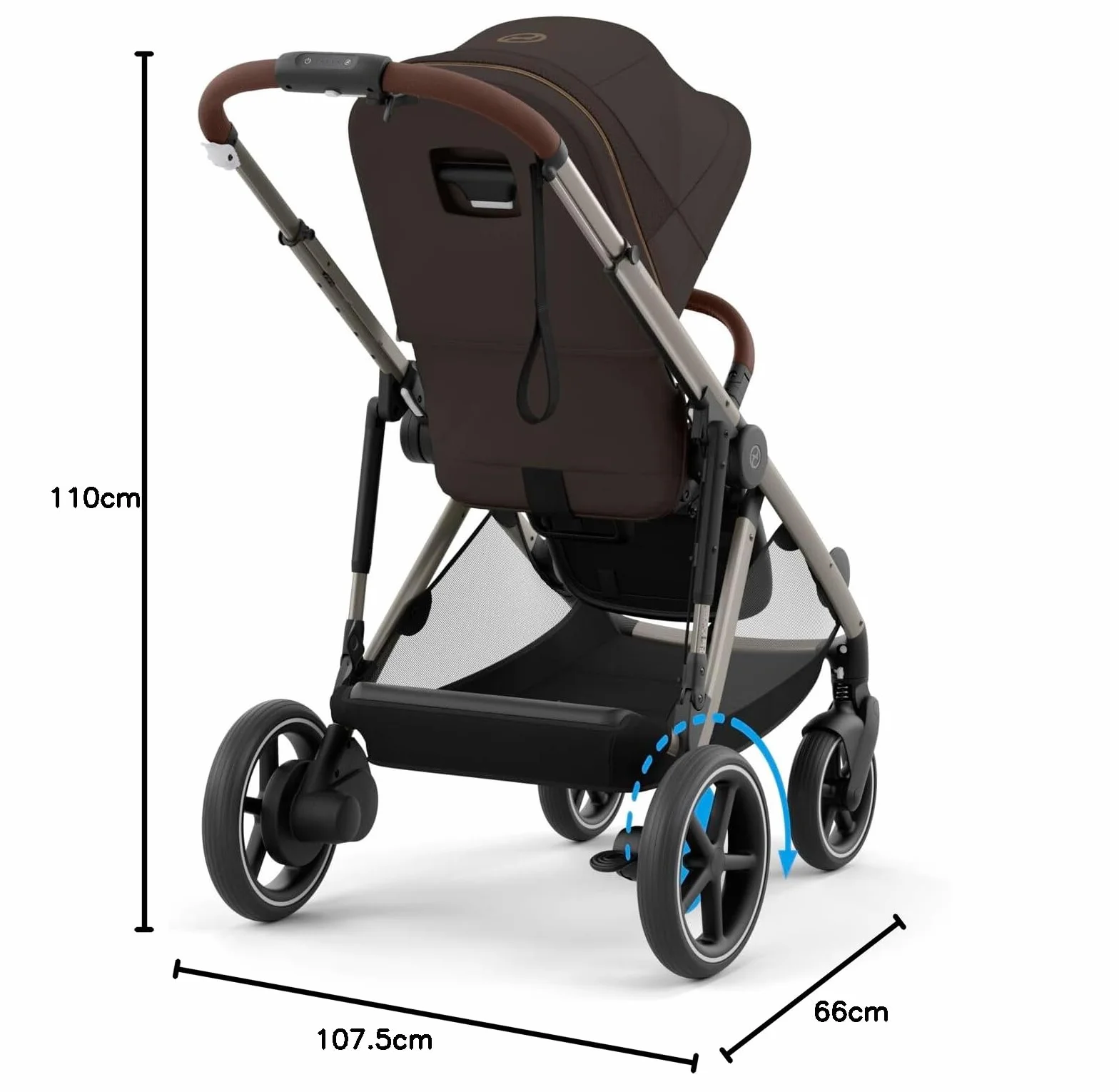 CYBEX Poussette Gold e-GAZELLE S, de la naissance à 4 ans, max 22 kg, système tout-en-1 avec propulsion électrique, brun chocolat