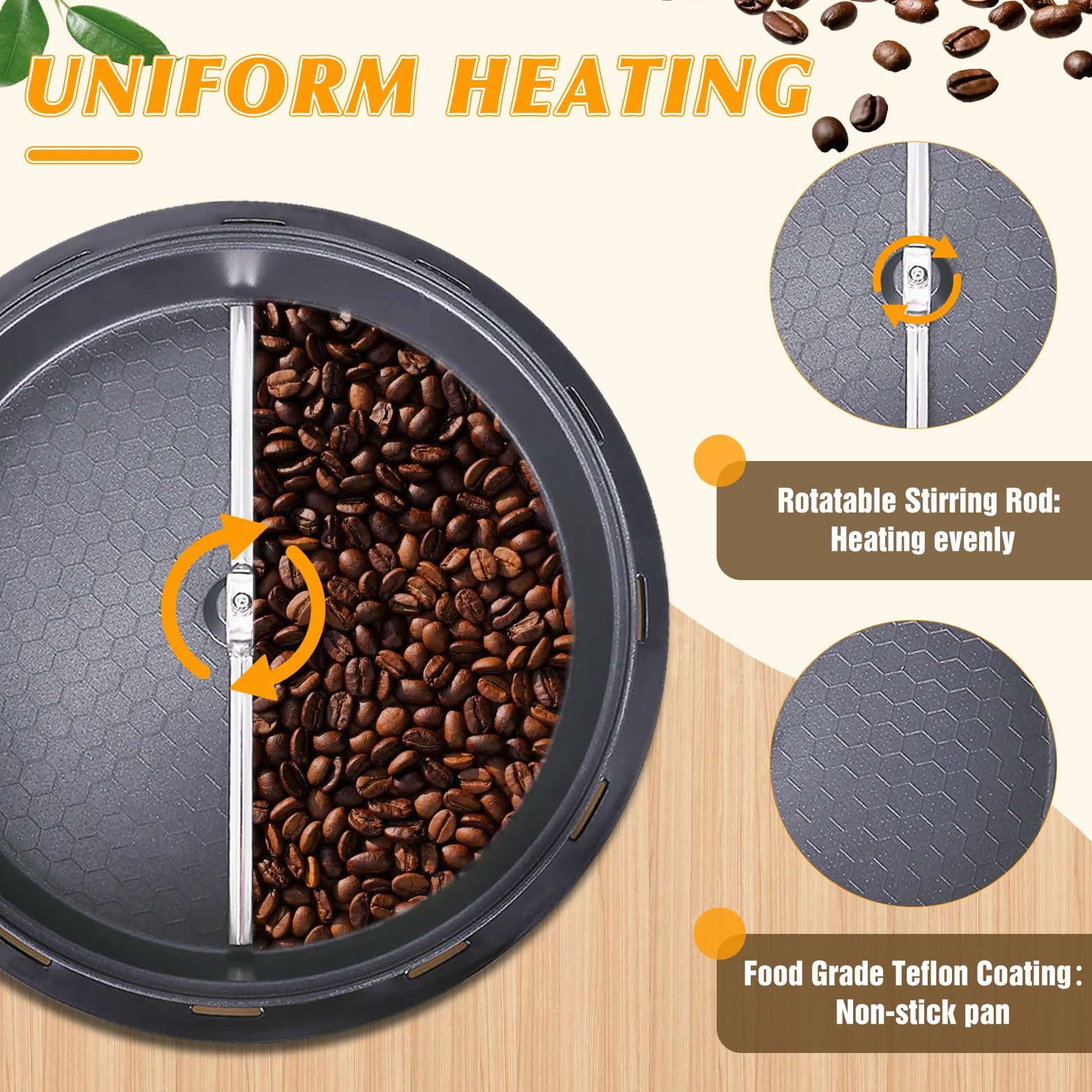 Torréfacteur de Café 500g 0-240℃ avec Minuterie 1200W