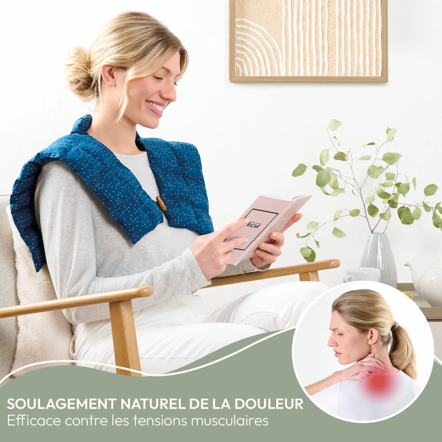 Blumtal Coussin Noyau de Cerise Chauffant Housse 100% Coton Oeko-TEX Micro-Onde Cervicales Nuque