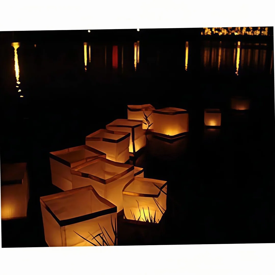 Lanternes flottantes biodégradables en papier blanc - Lot de 10 pour souhaits et prières