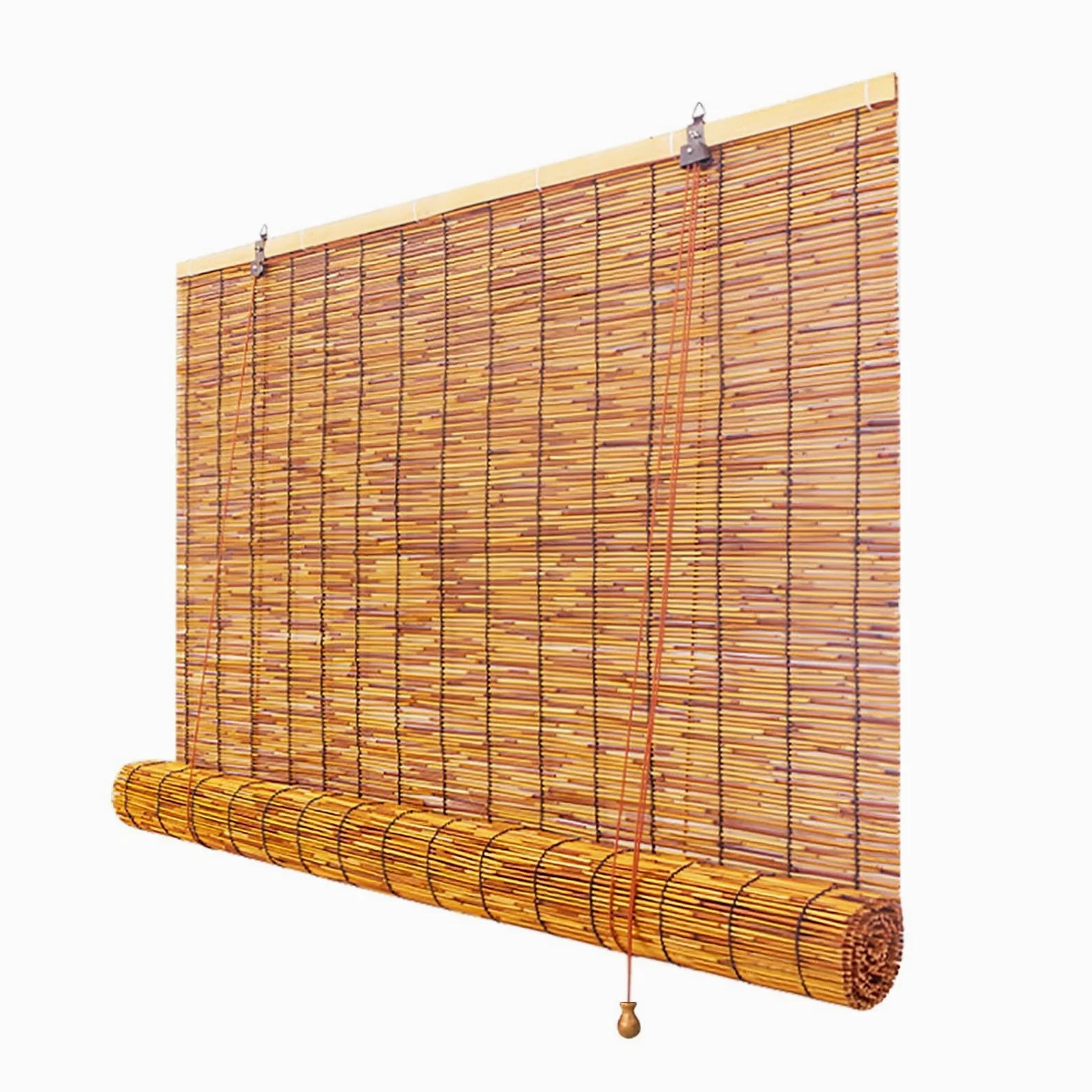 Rideau Store Bambou Exterieur Intérieur Store Enrouleur Roseau Imperméables 50-180cm Faciles à Installer Anti-UV Intimité Pour Salon Terrasse Pergola Rétro Rideau de Paille avec Levage(W150xH180cm)