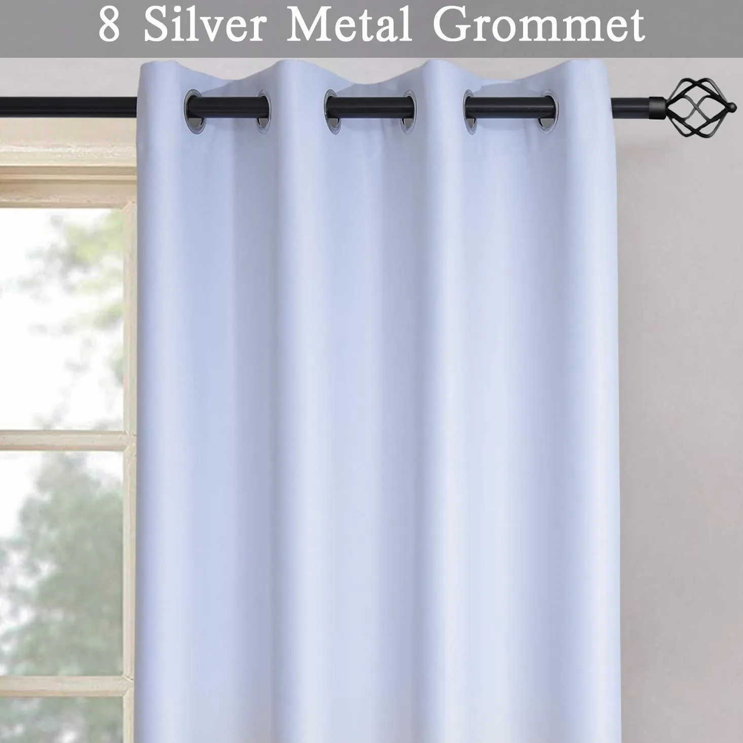 2 Panneaux de Rideaux occultants ombrés à Isolation Thermique avec œillets pour Salon, Chambre à Coucher (Noir, 132 x 243 cm (l x L)