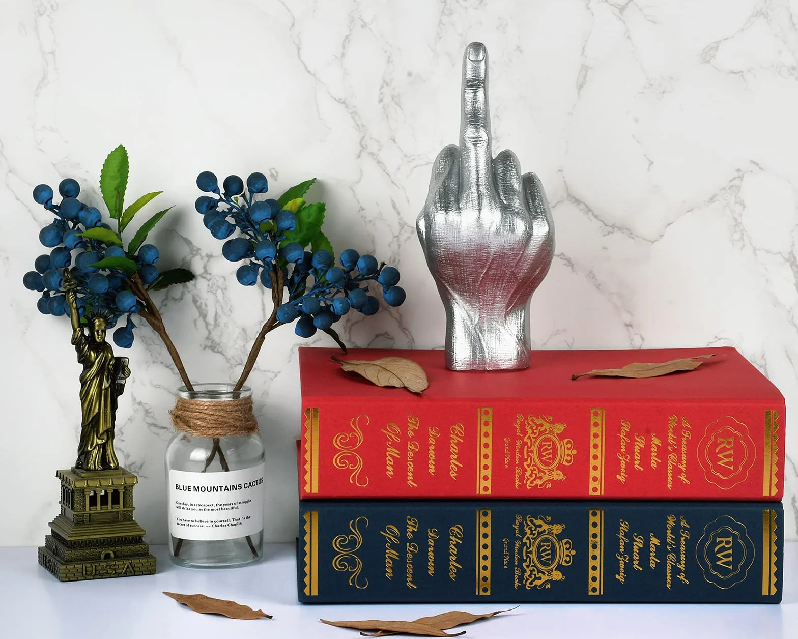 Statue de Doigt d'honneur 20 cm Résine Décoration Bureau Cadeau Amusant