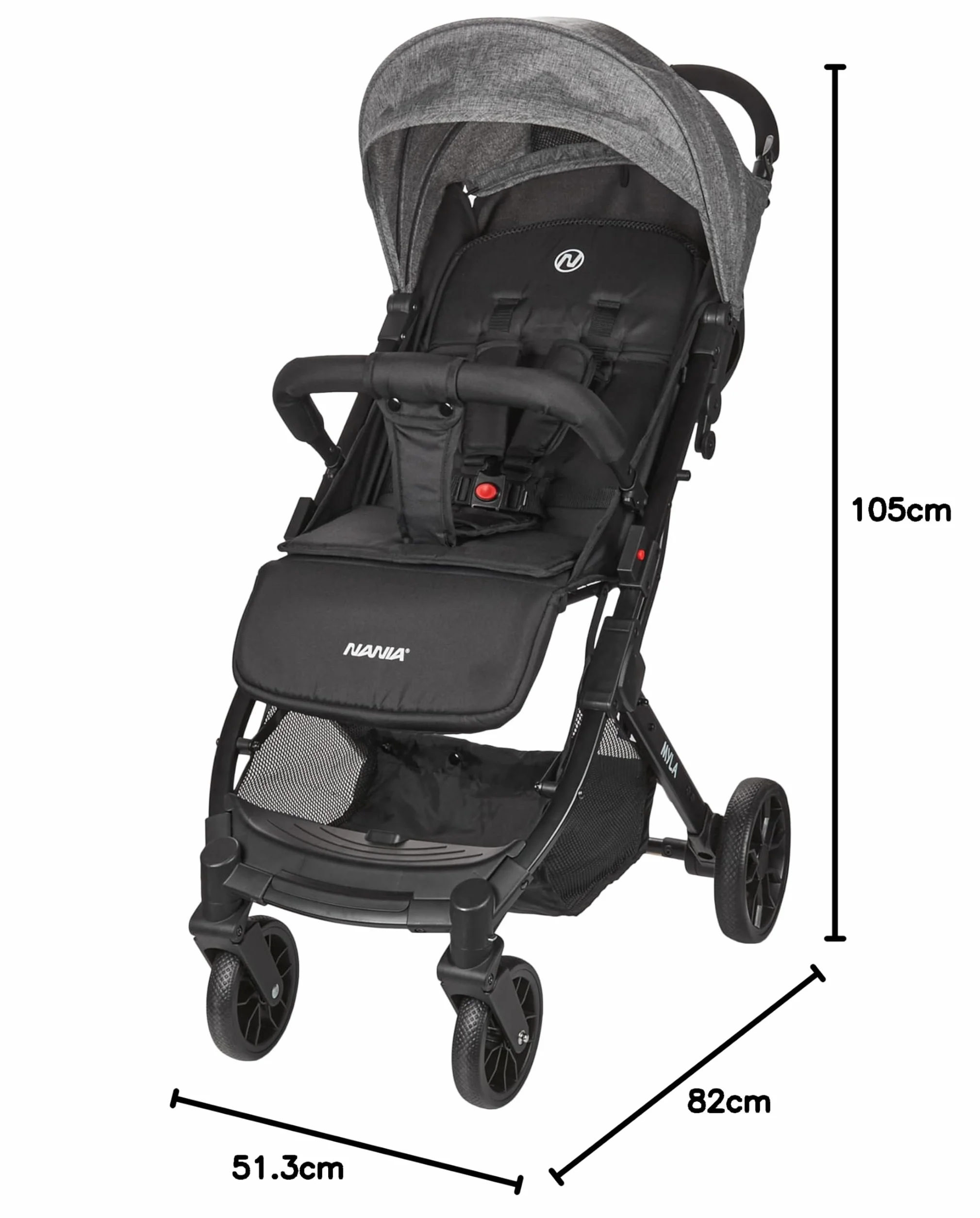 Nania Myla poussette canne compacte 0-4 ans 22kg légère 7,5kg inclinable grand panier trolley transport