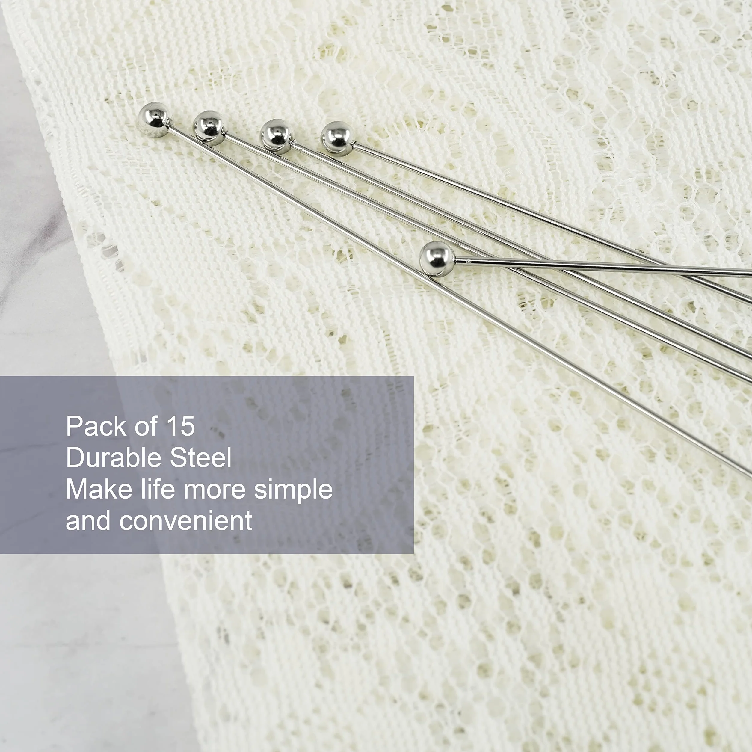 Brochettes à cocktail en métal acier inoxydable 20,3 cm réutilisables Mary Martini