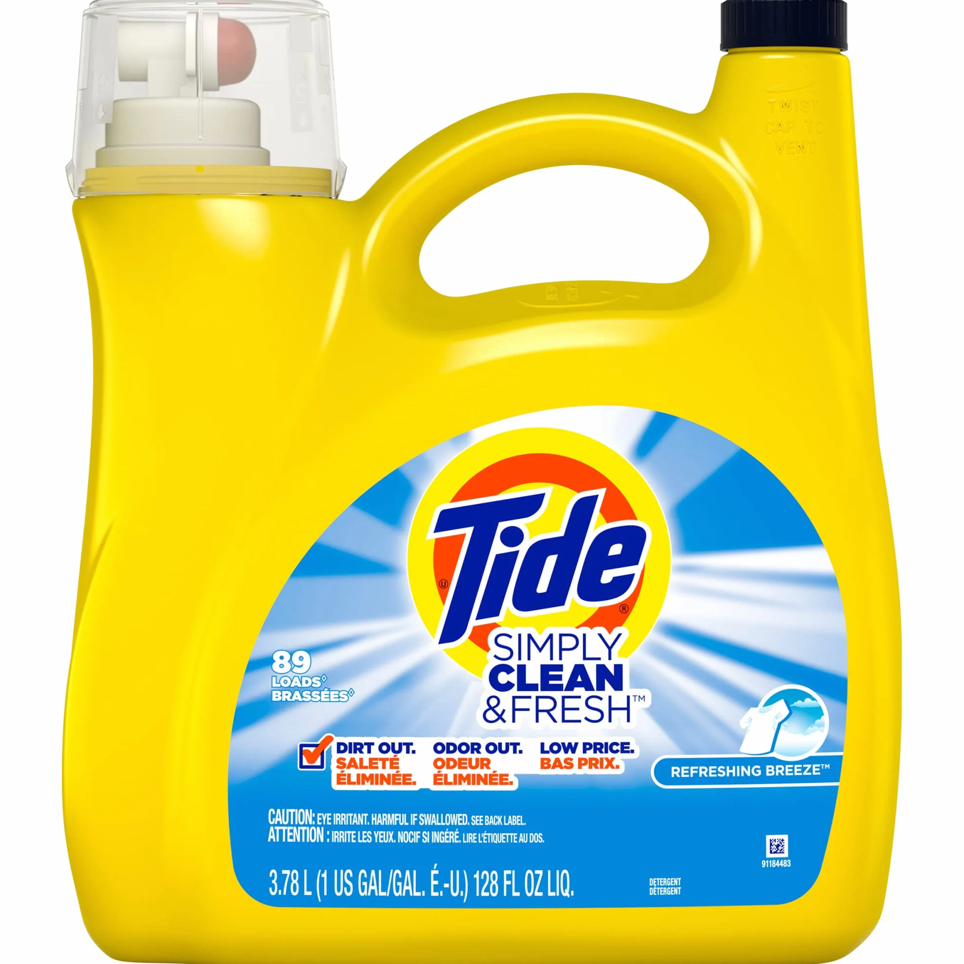 Tide Simply Clean & Fresh Liquid Laundry Detergent, Refreshing Breeze, 128 fl oz