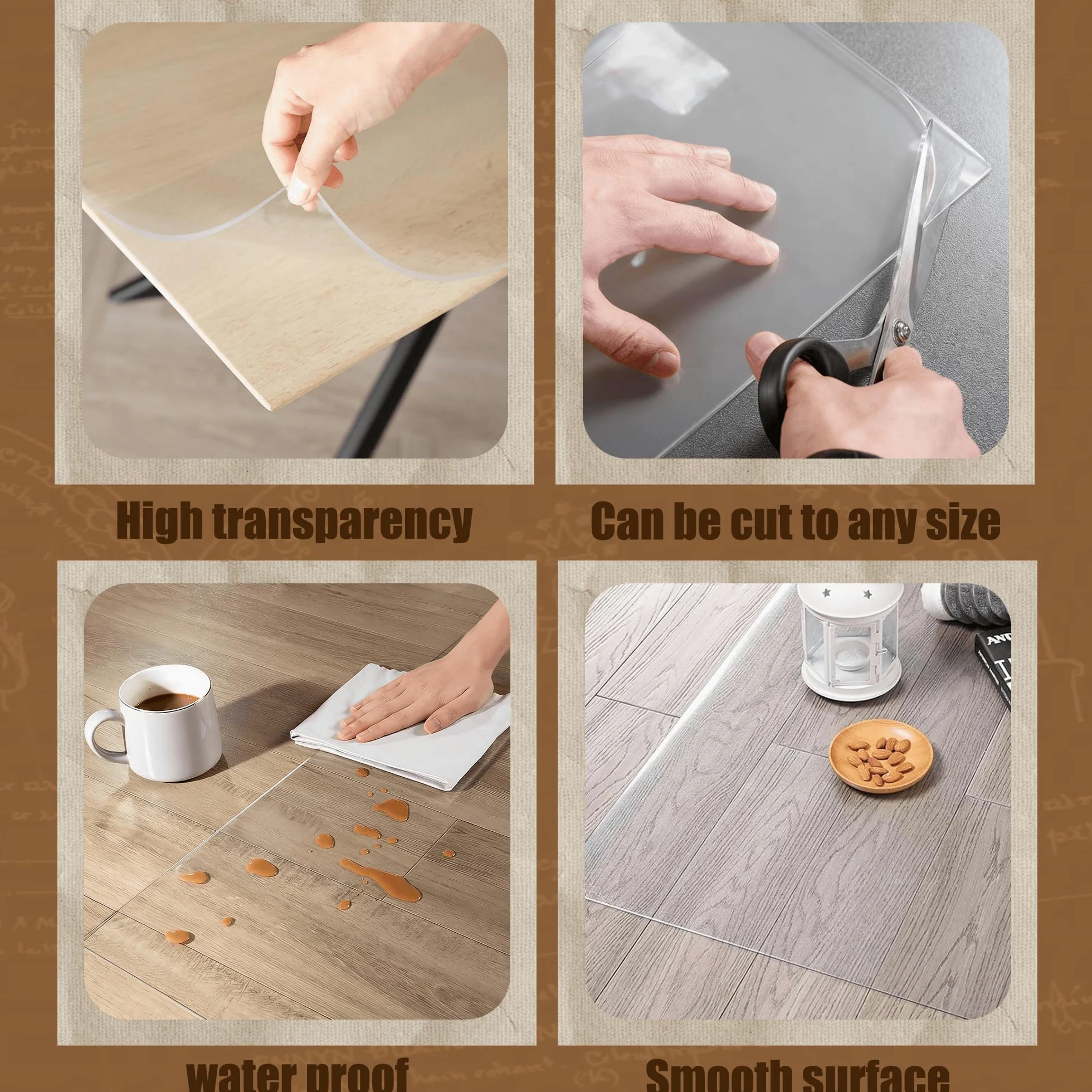 Tapis de Sol Transparent 95 x 160 cm Antidérapant Épaisseur Résistant et Incassable PVC Mat Résistant à La Chaleur Durable pour Chaise de Bureau, Sols Durs Parquet, Couleur Transparente