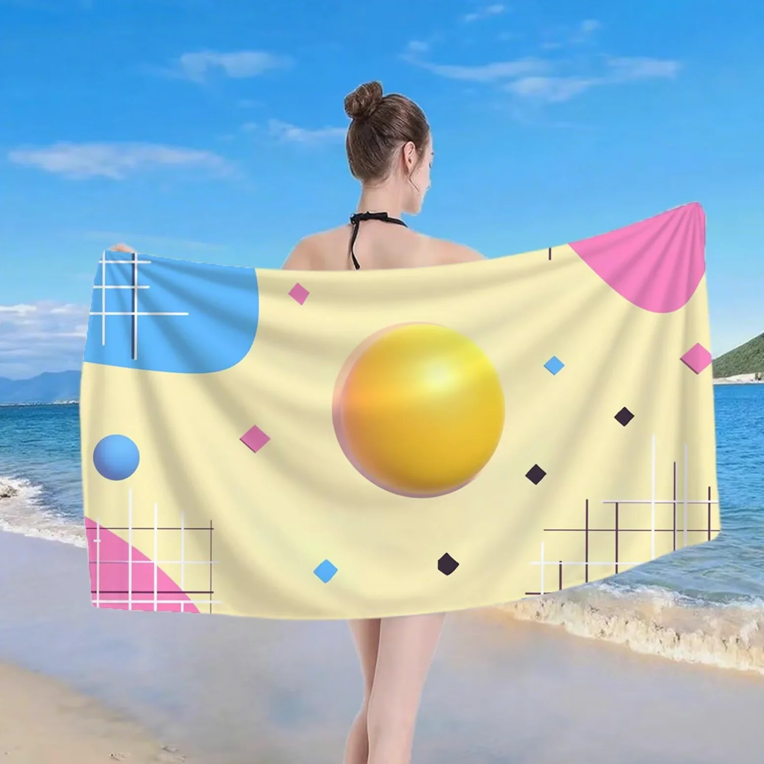 Serviette de Plage XXL 220x100 cm Anti Sable et Séchage Rapide Microfibre Drap de Plage Serviette de Bain Grande Taille Drap de Bain pour Homme Femme Voyages Natation Camping Pique Nique Beige S-651