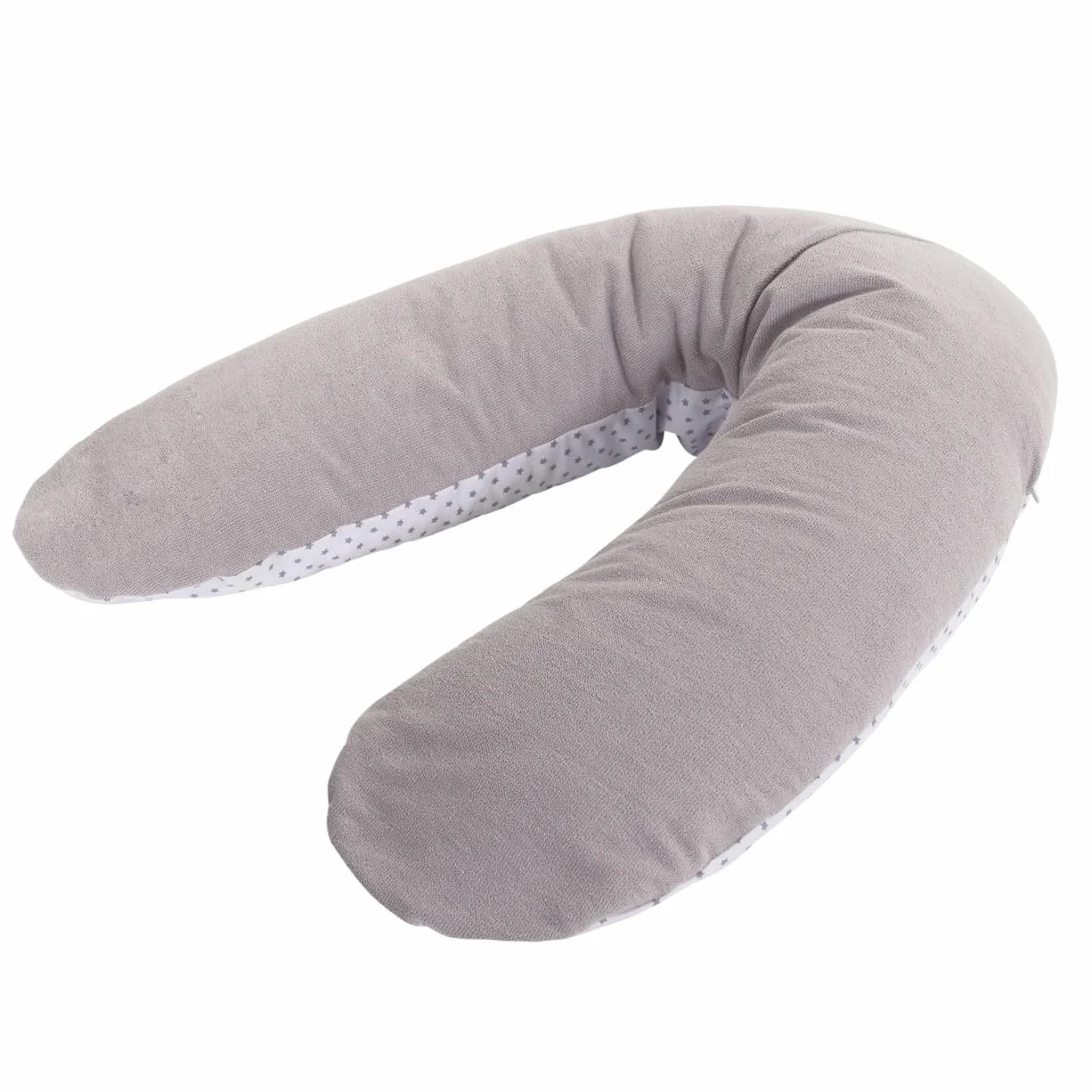 Coussin de maternité et d'allaitement éponge gris étoiles