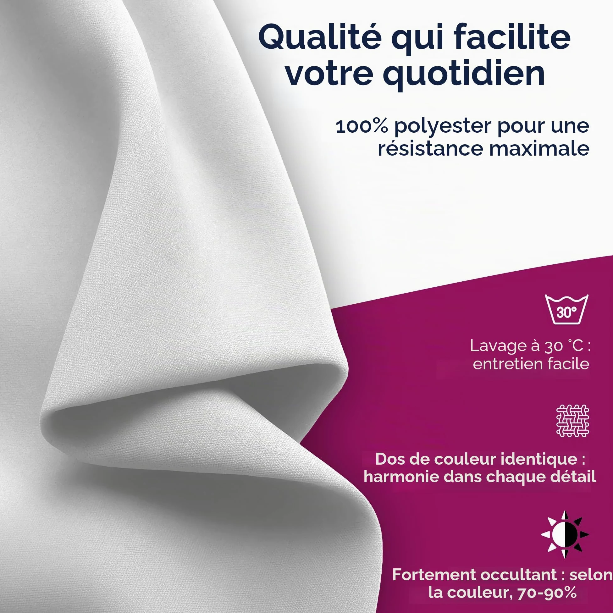 BEAUTEX Rideau occultant avec œillets, occultant, taille et couleur au choix (largeur 300 cm, hauteur 245 cm, blanc)