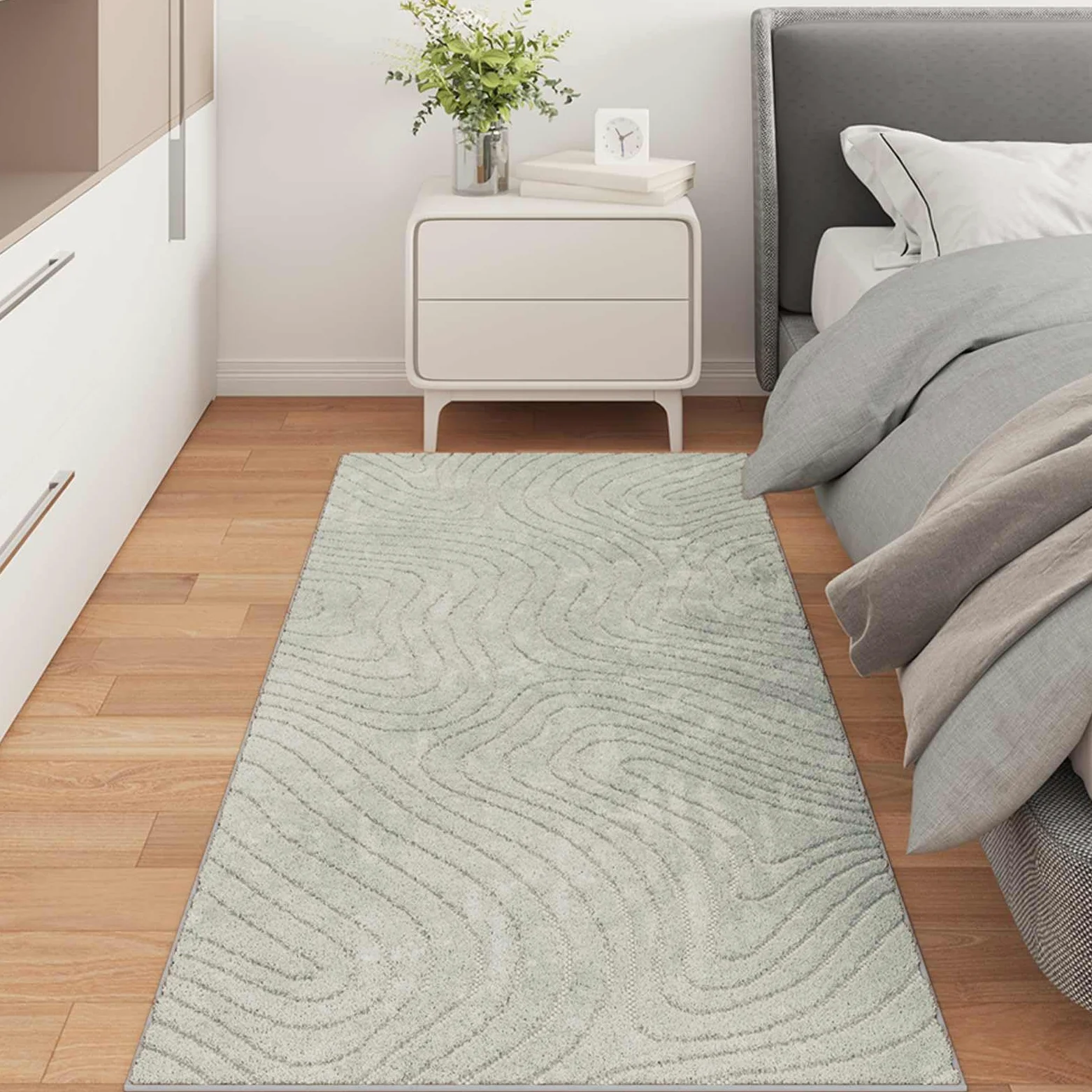 Tapis de Surface PALMERAS Vert 80 x 150 cm Polyester Doux antidérapant Lavable Moelleux pour Salon Couloir intérieur extérieur décoration Moderne Confortable