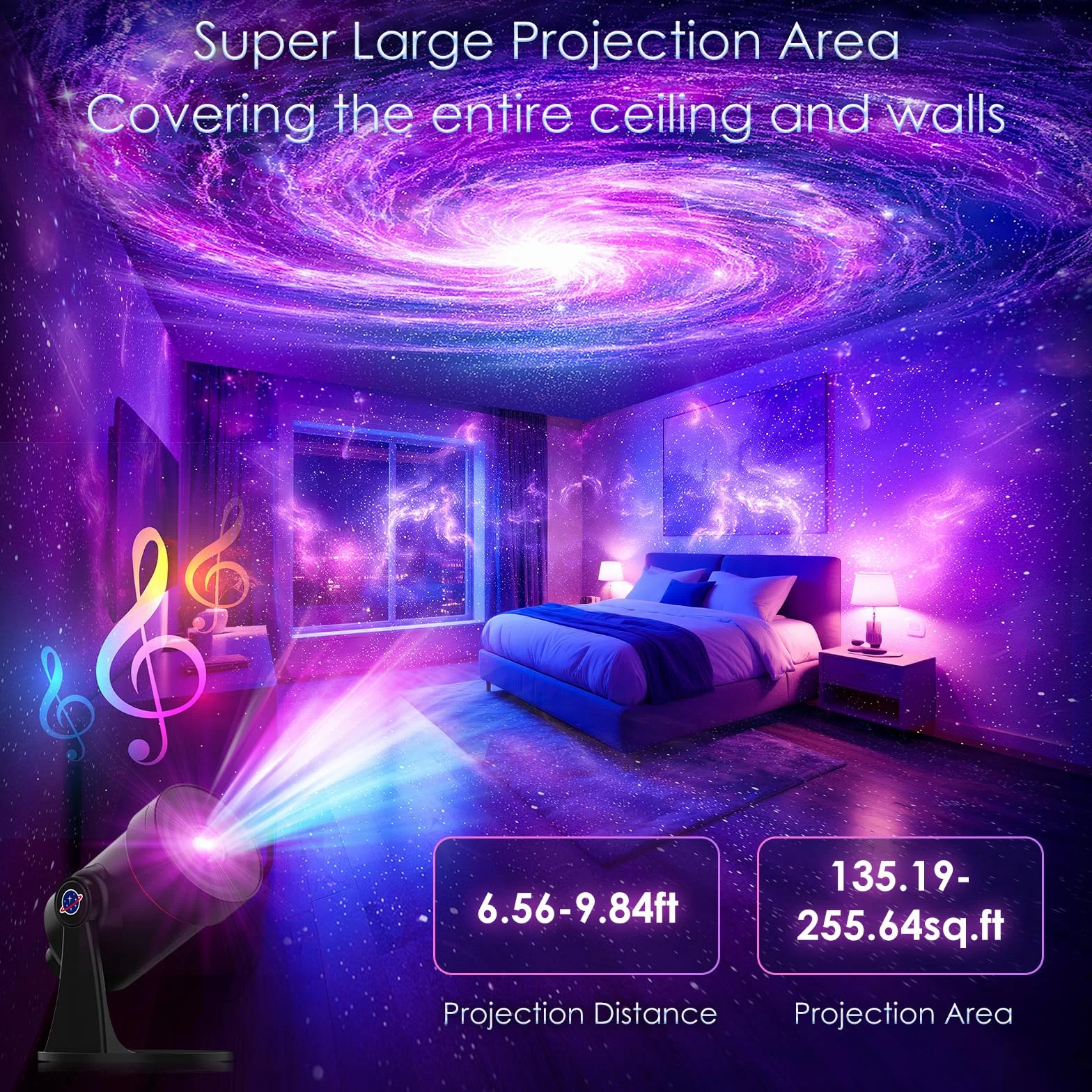 VanSmaGo Projecteur Ciel Étoilé Galaxie, Galaxy Projecteur Chambre 360° Rotatif avec Minuterie