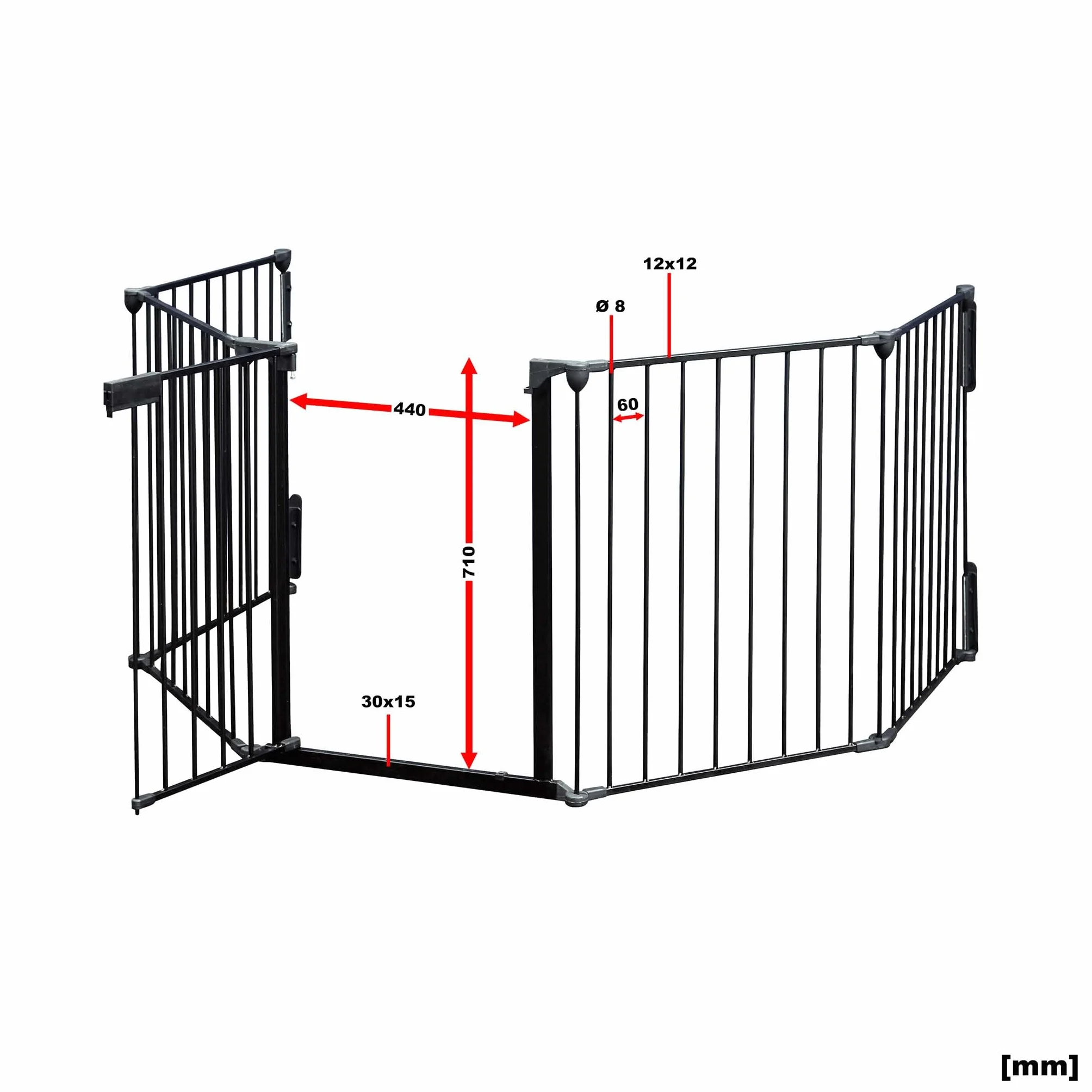 Wiltec Barrière de Protection Cheminée XL 3100x650x750 mm Noir Acier Grille Pare-feu Sécurité Enfant