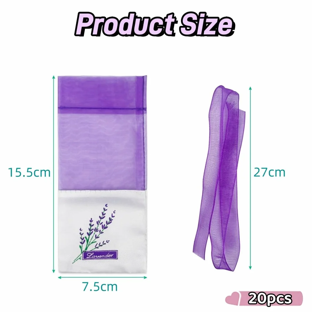Sachets Lavande Organza 20 Pièces - Sacs Vides à Remplir Épices Armoires