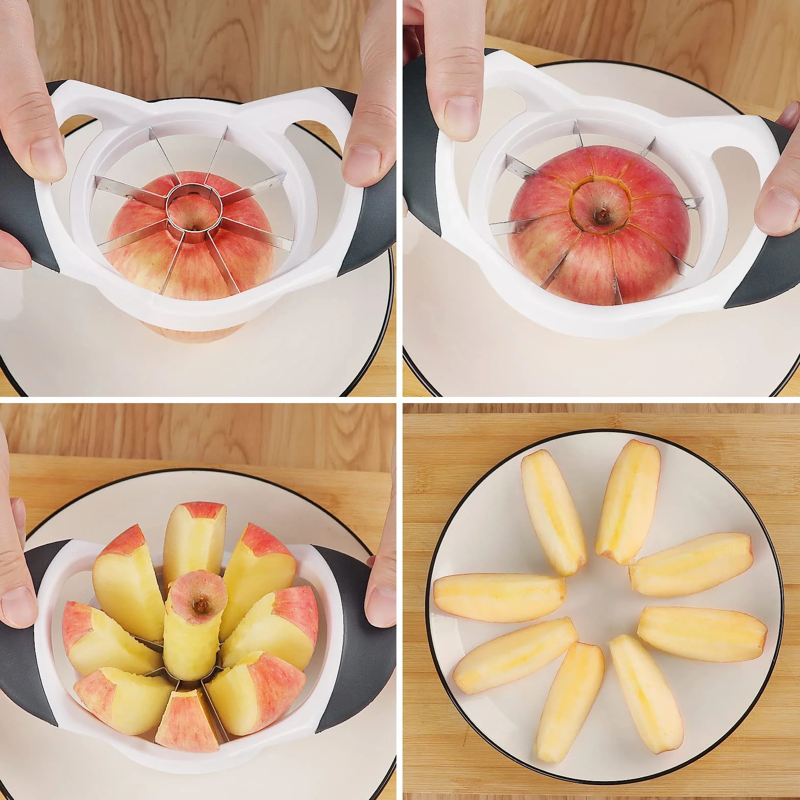 Trancheuse et vide-pommes en acier inoxydable, coupe-pommes noir