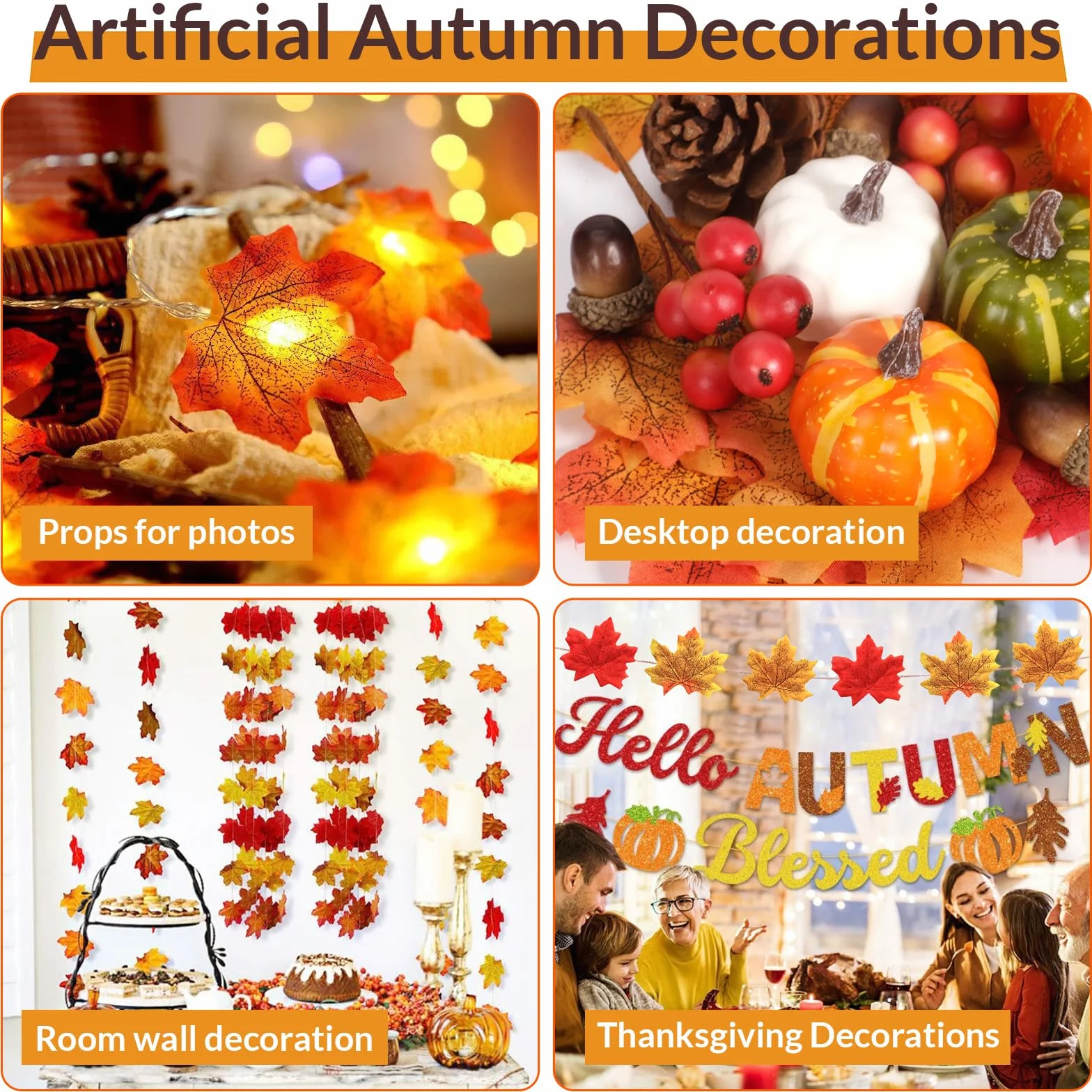 Citrouilles Artificielles 162 Pièces Décoration Automne Halloween Thanksgiving