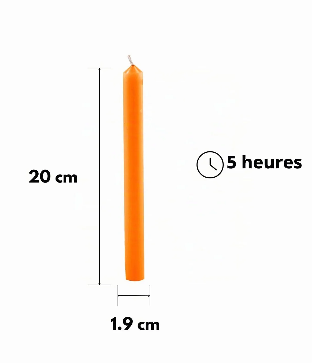 Bougies cylindriques Pleine Couleur Ø 1,9 cm 12 pièces Orange