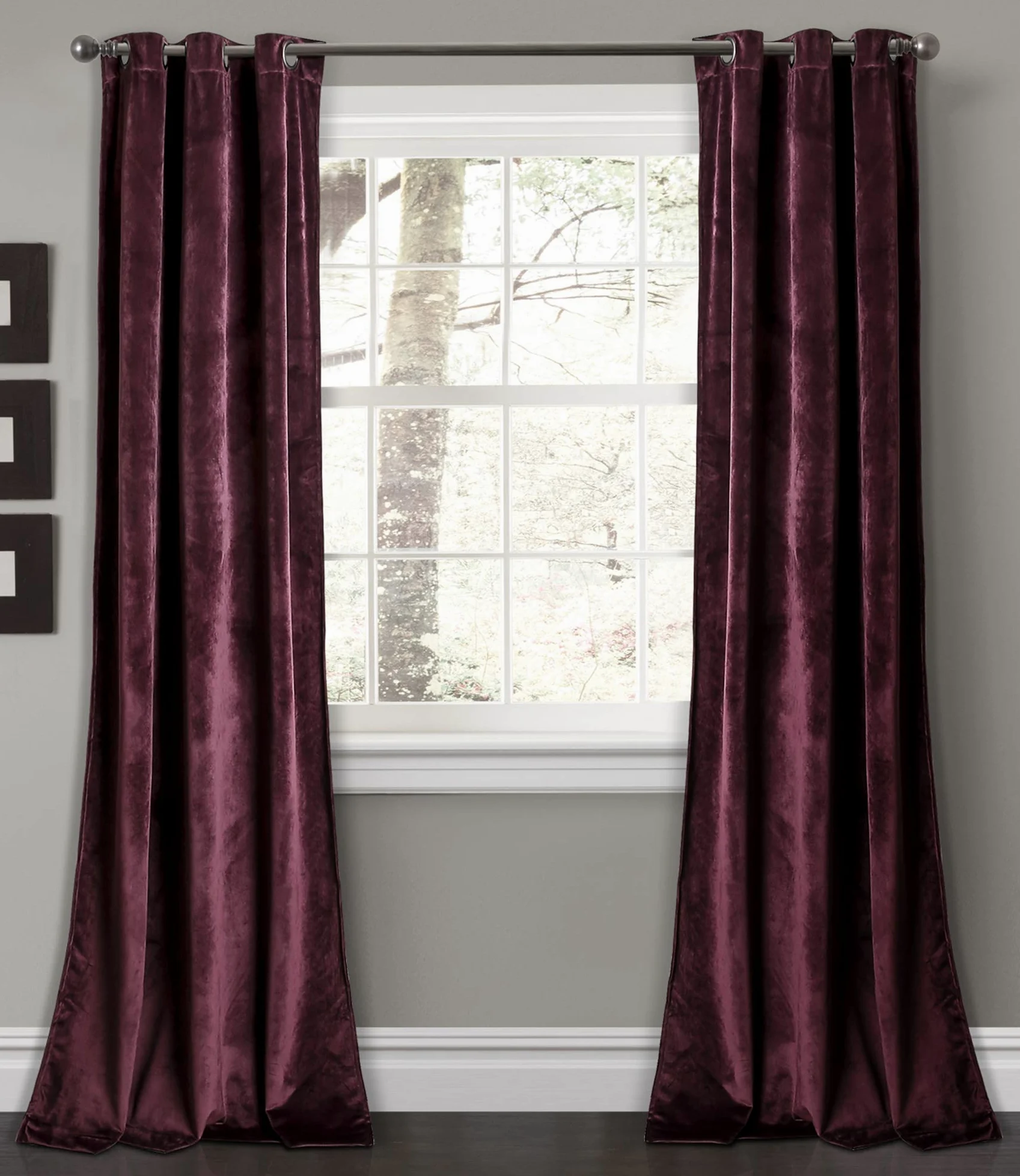 Lush Decor Prima Paire de Rideaux occultants en Velours pour Salon, Salle à Manger, Chambre à Coucher, 213,4 cm de Long, Prune