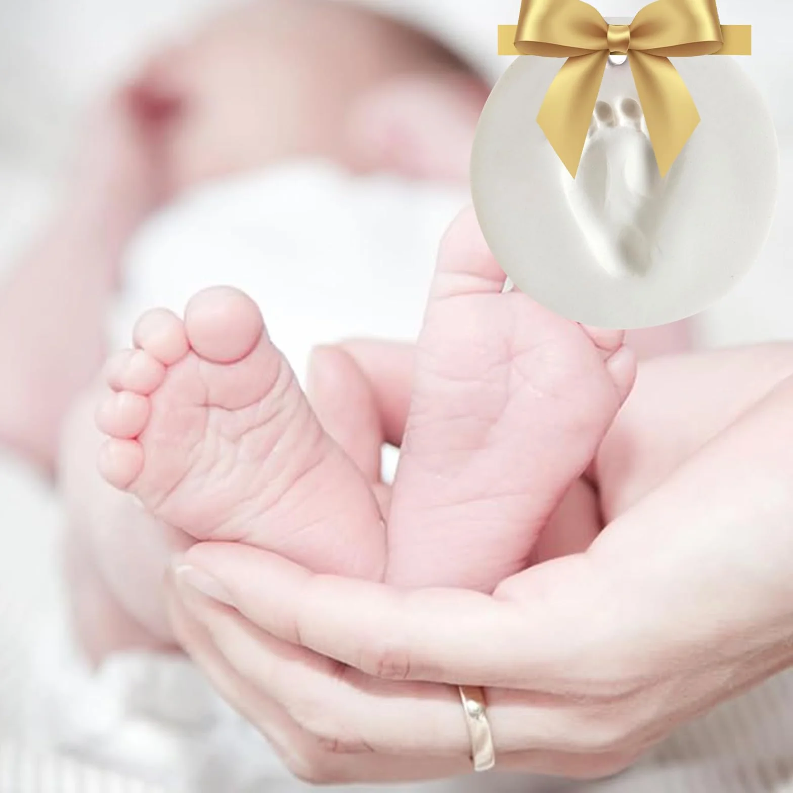 Kit d'Empreintes de Bébé en Argile, 2 PCS Argile Molle pour Empreintes de Mains et Pieds