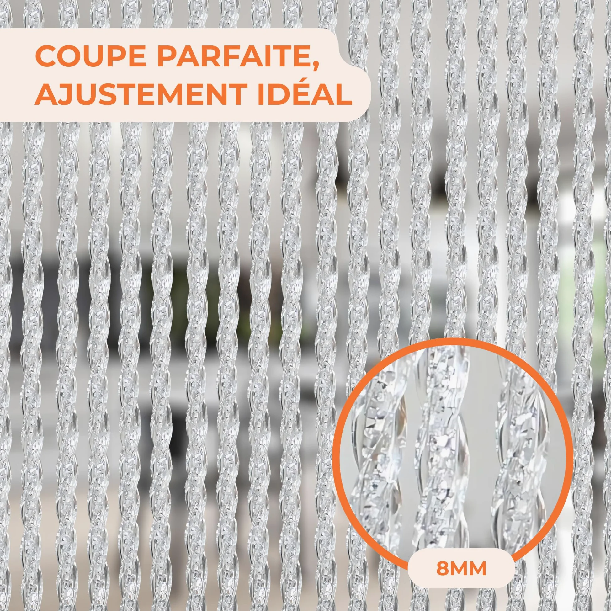 Trente Rideau de Porte Luxe Orchidea Transparent, différentes Tailles, 100 x 220 cm