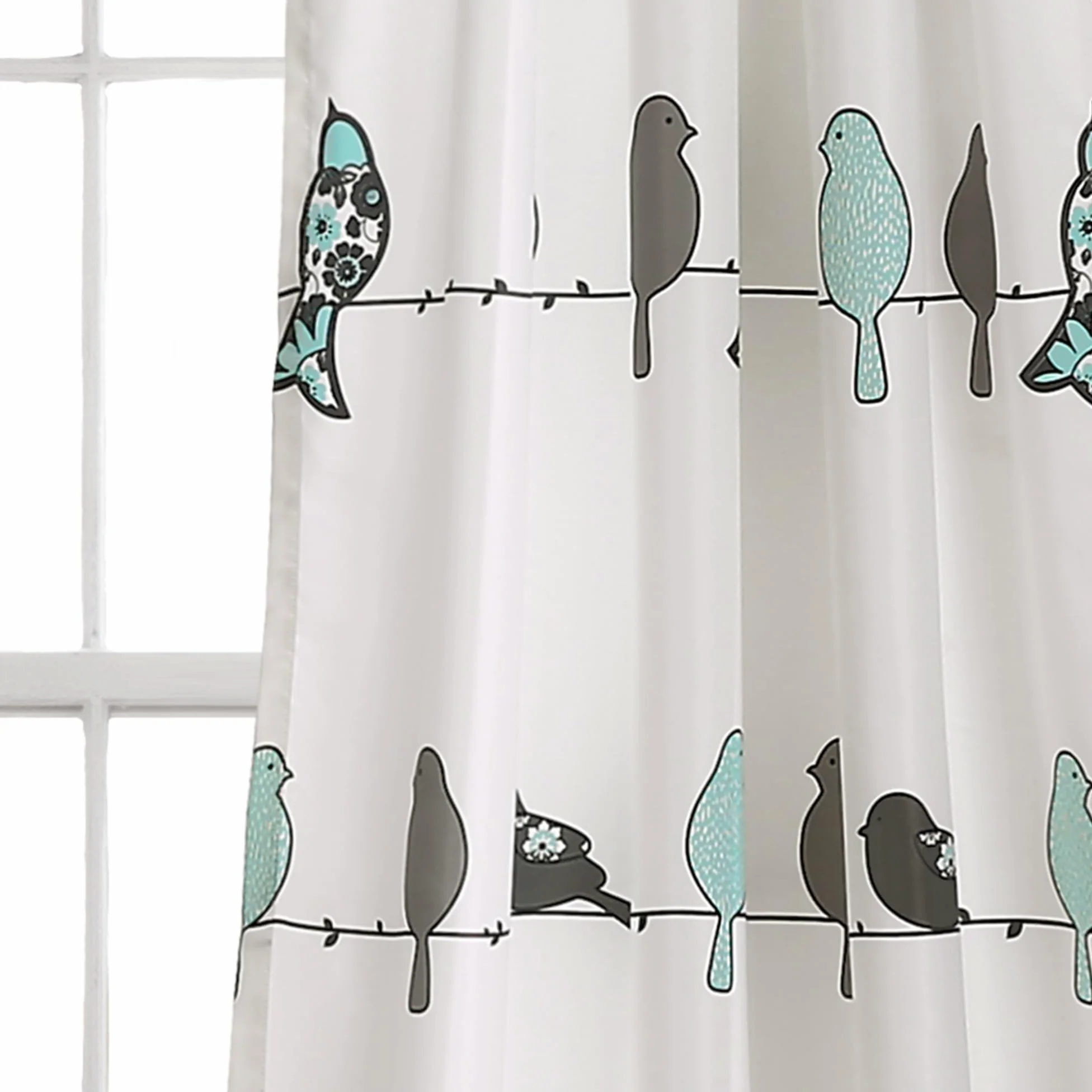 Lush Decor Rowley Lot de 2 Rideaux occultants pour fenêtre de Salon, Salle à Manger, Chambre à Coucher 213,4 cm L Bleu et Gris