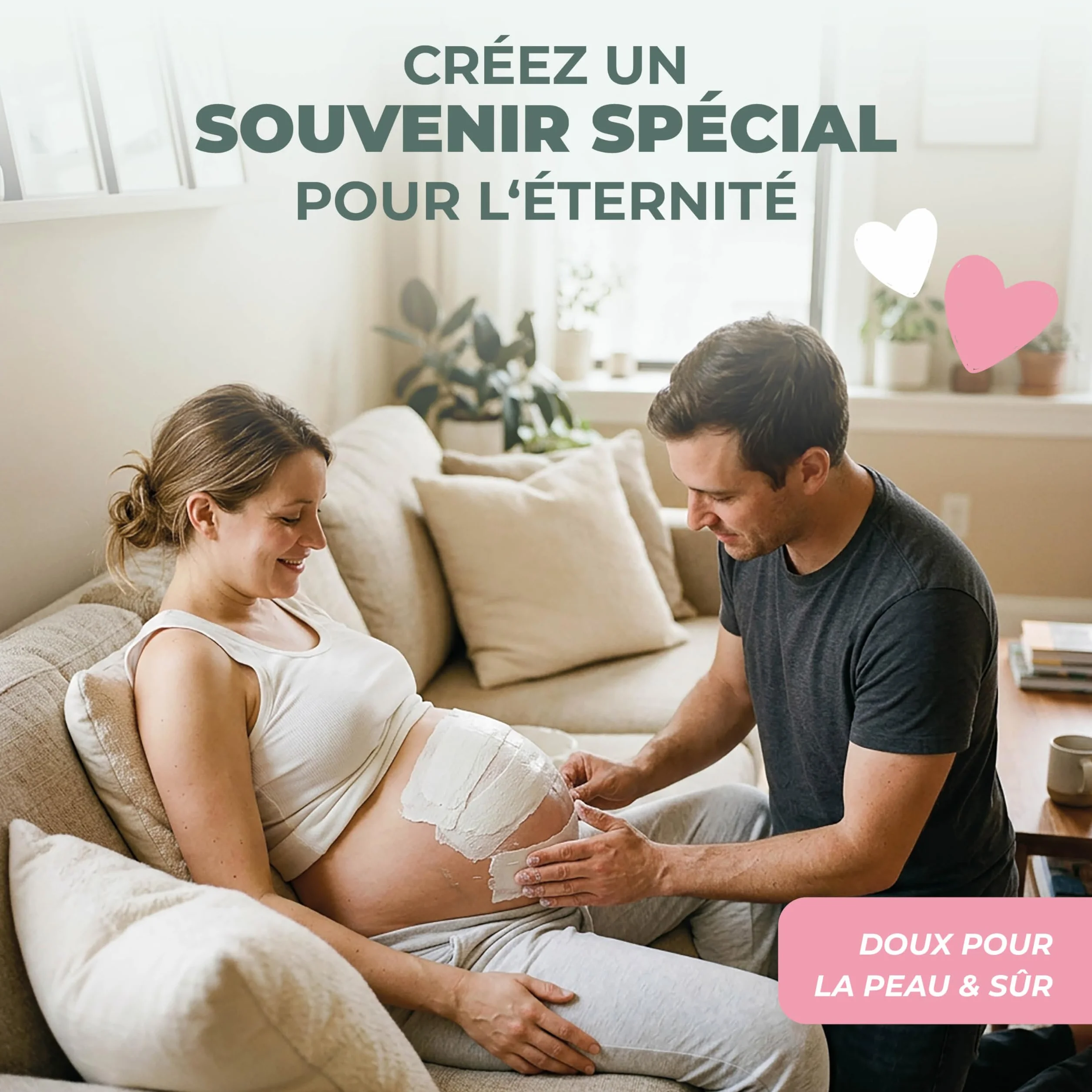 Kit d'empreintes de plâtre pour ventre de bébé - Cadeau pour future mère, souvenirs de grossesse