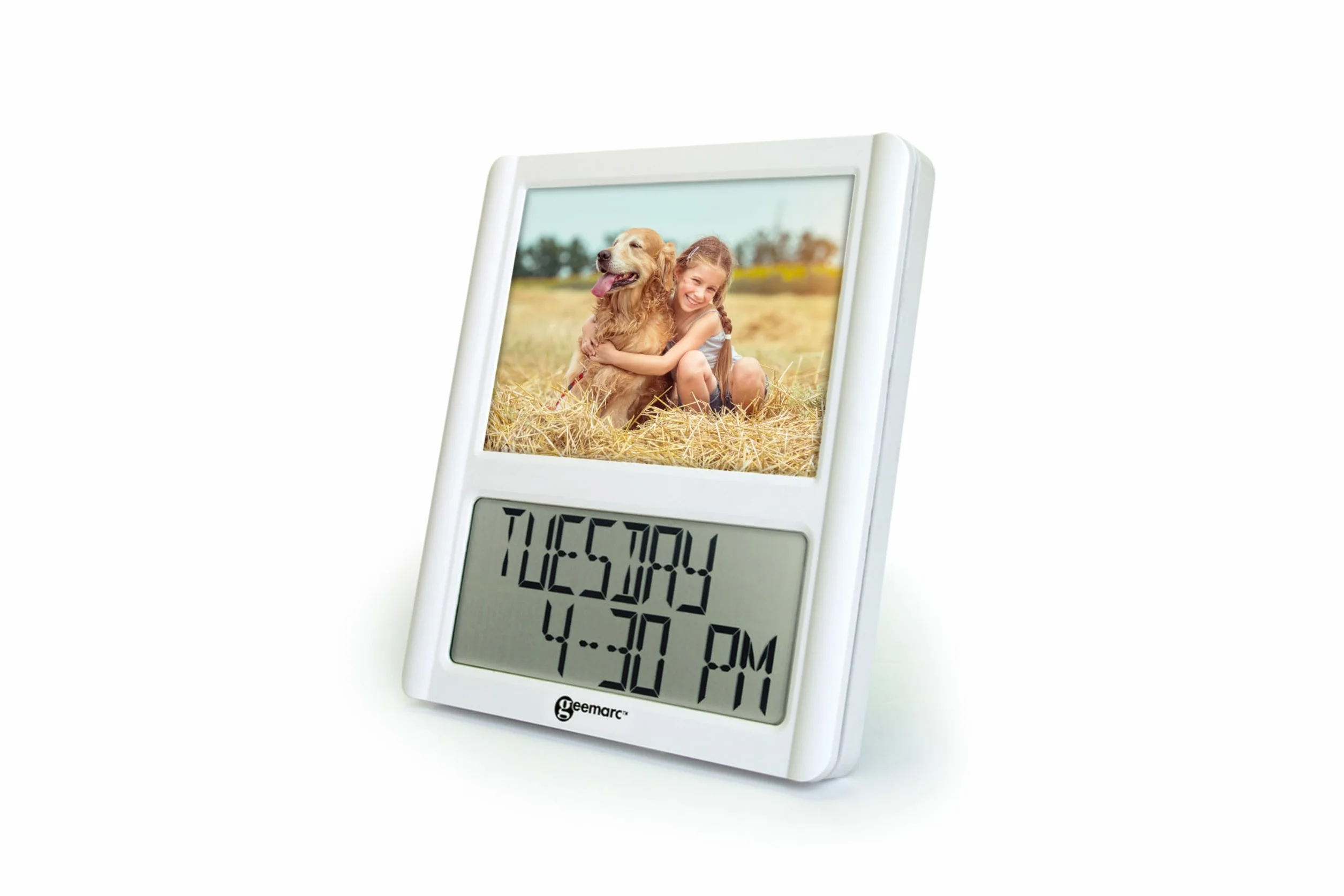 Geemarc Horloge Calendrier Numérique La Viso5 Réglage Automatique de l’Heure sans Rétroéclairage