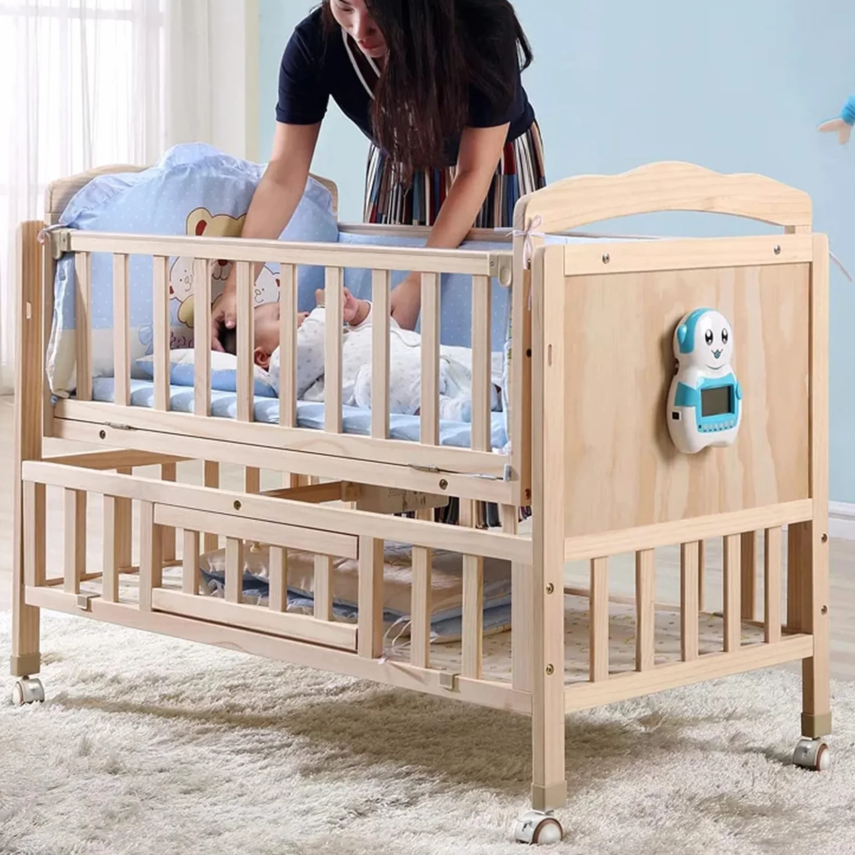 Roulettes pour Meubles d'enfants 4 Pièces Support pivotantes lit de bébé Berceaux