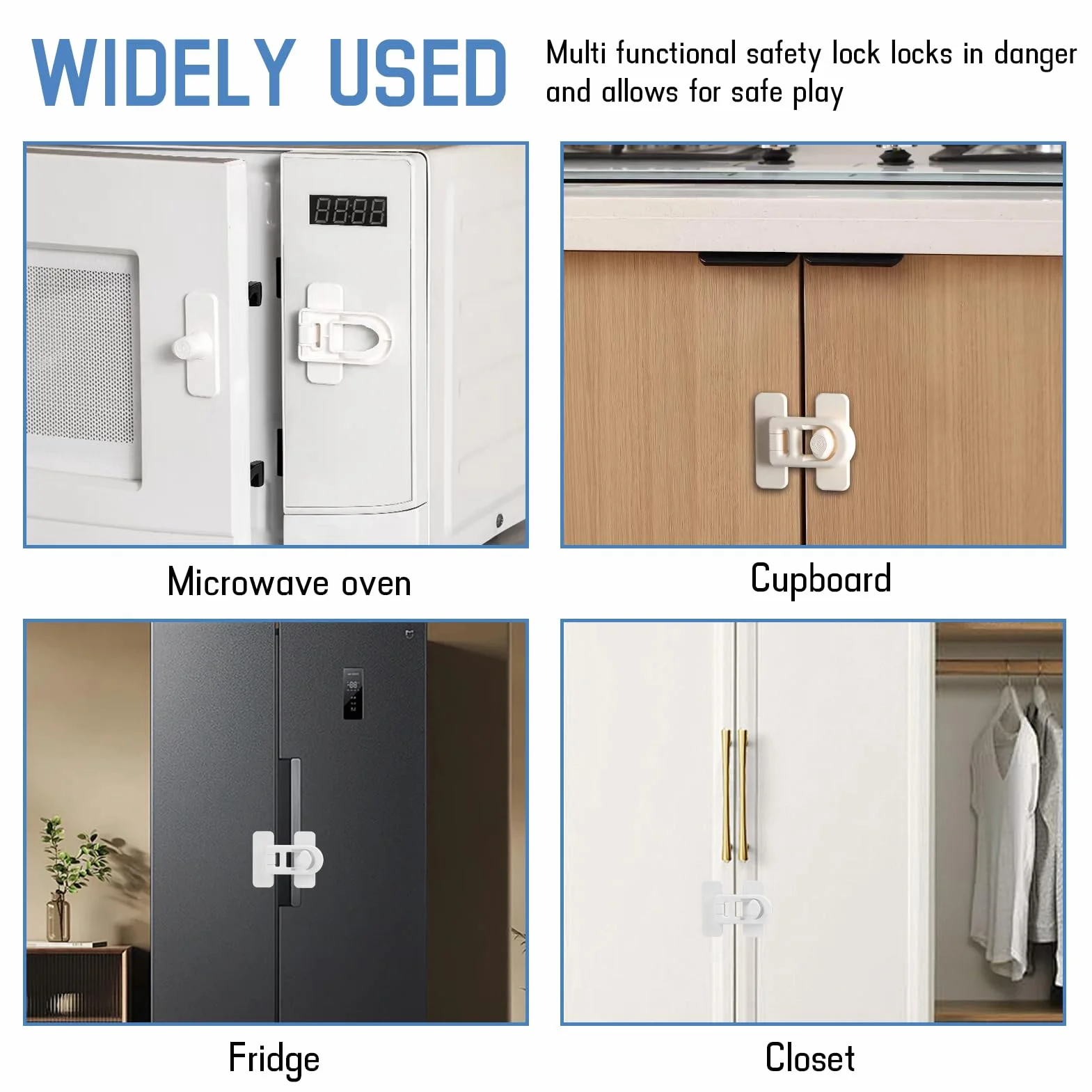 Serrure de porte de réfrigérateur sécurité enfant Blanc, Cadenas Frigo Bébé sans Perçage
