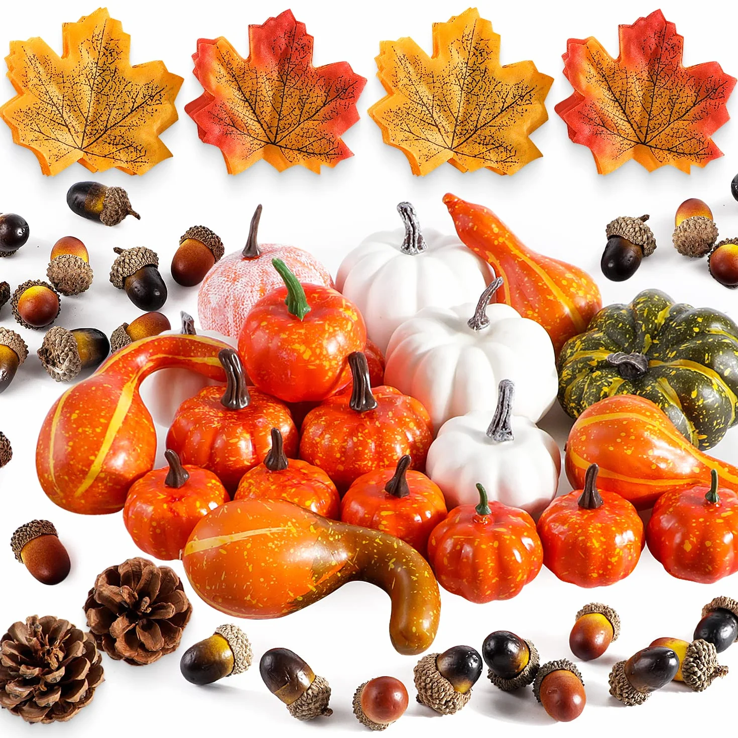 Benjia 102pcs Fausses Citrouilles Artificielles Automne Décoration Halloween