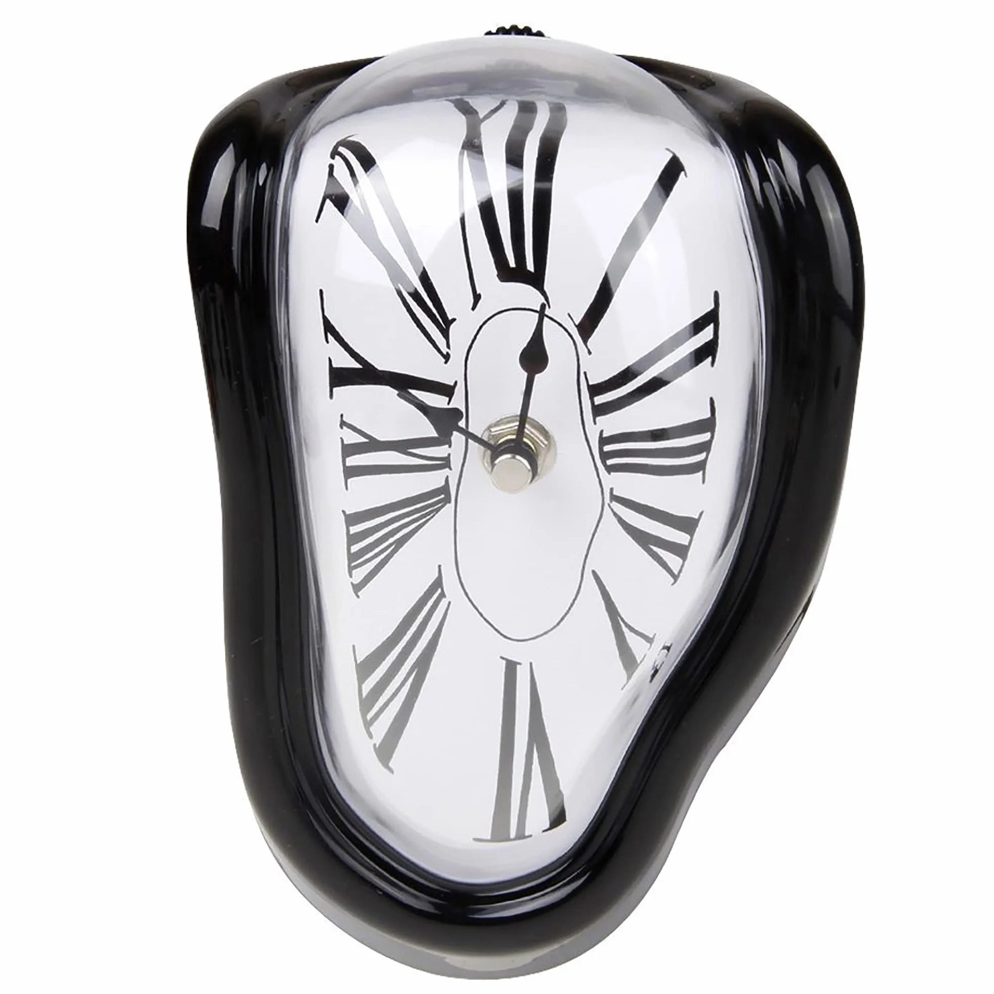SUQ Horloge Courbe de Fusion Chiffres Romains Pendule Quartz Silencieuse Décorative