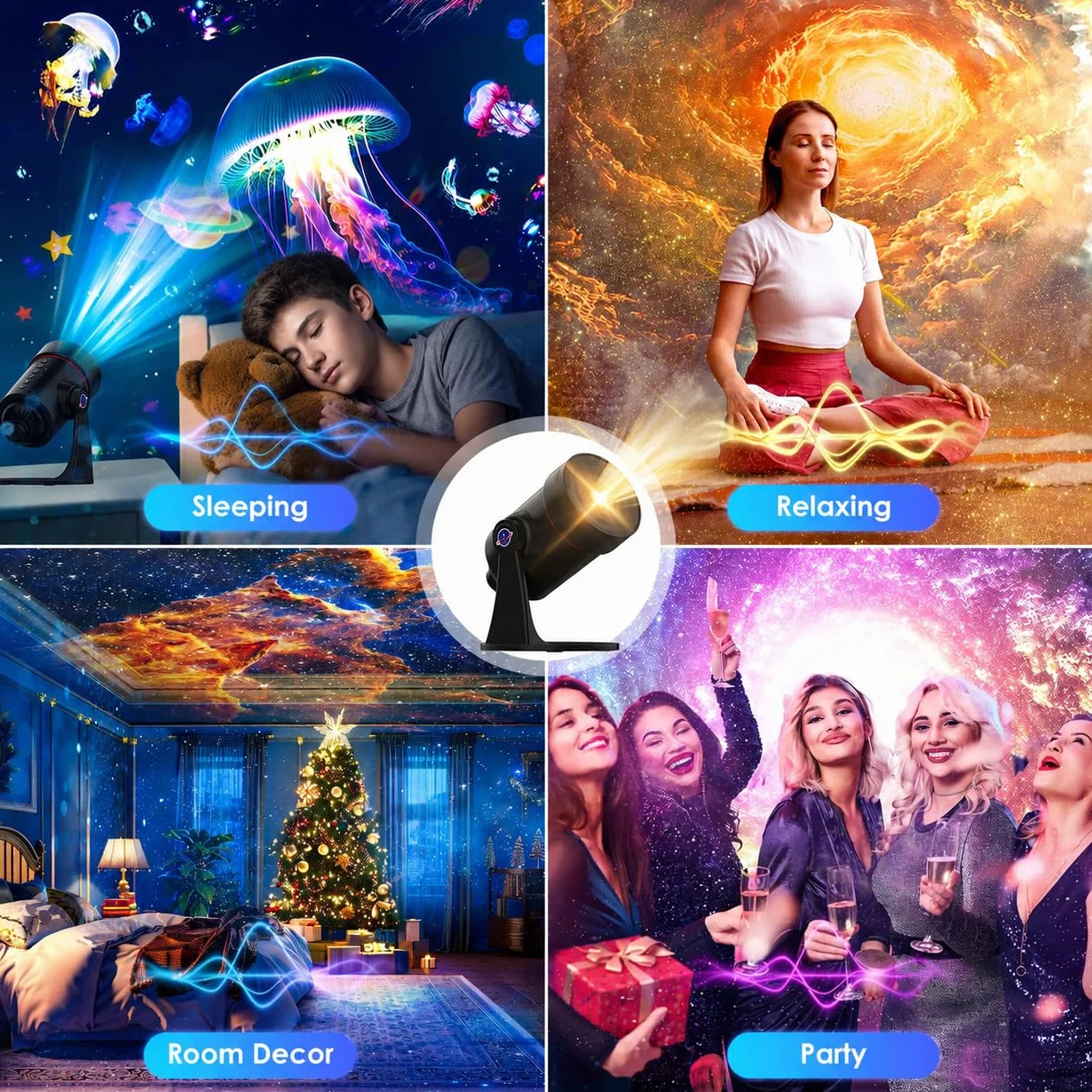 VanSmaGo Projecteur Ciel Étoilé Galaxie, Galaxy Projecteur Chambre 360° Rotatif avec Minuterie
