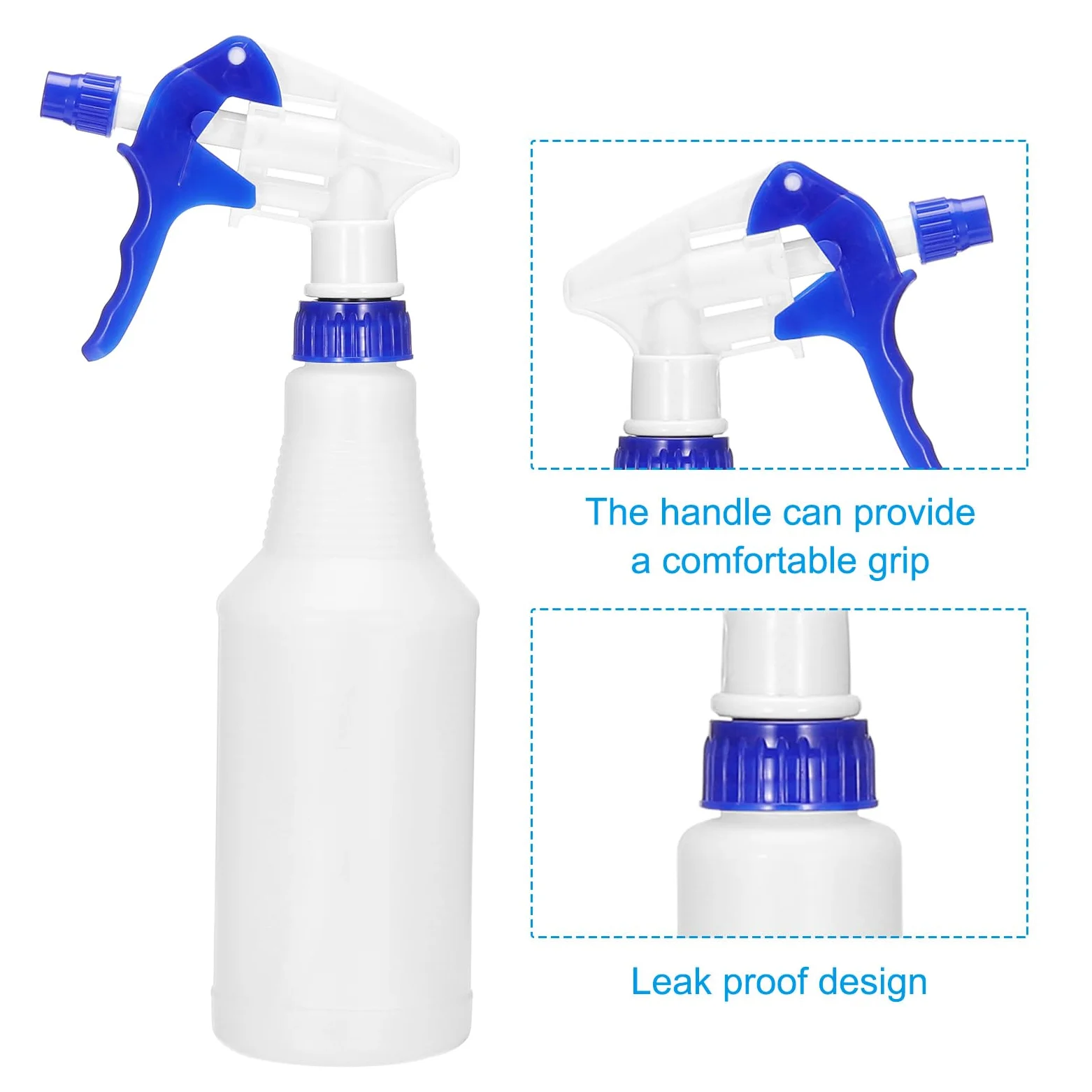 PATIKIL 500ml/16oz Bouteilles De Pulvérisation En Plastique, 8pcs Buse Ajustable Anti-Fuites Vide Brumisateur Jet D'Eau Pour Solutions De Nettoyage Plantes Cheveux, Bleu